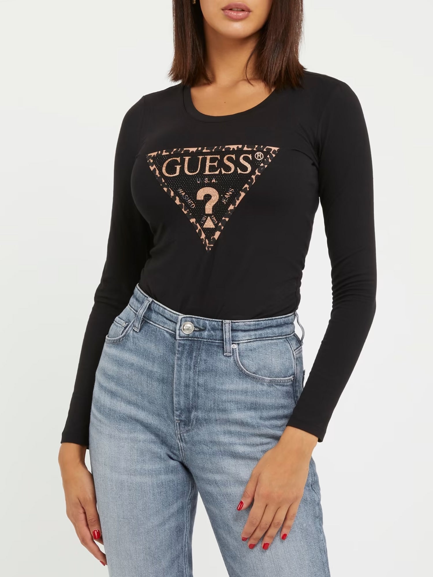 GUESS JEANS T-SHIRT LEO NERO
