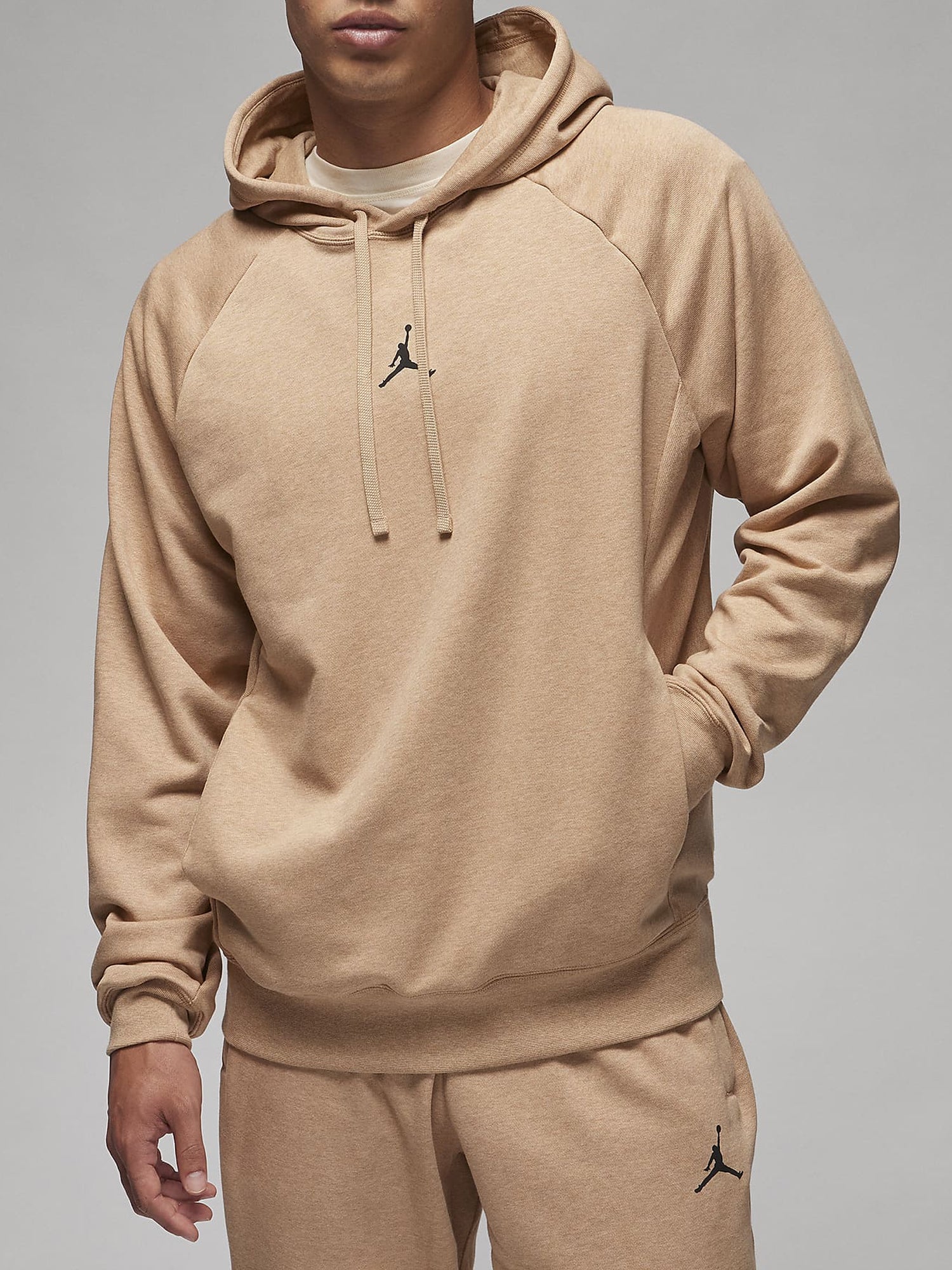 JORDAN FELPA CON CAPPUCCIO DRI-FIT BEIGE SCURO