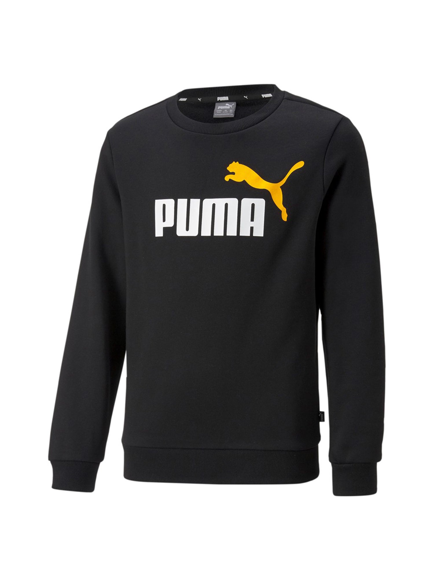 PUMA FELPA GIROCOLLO ESS+ 2 COL BIG LOGO NERO-ARANCIO