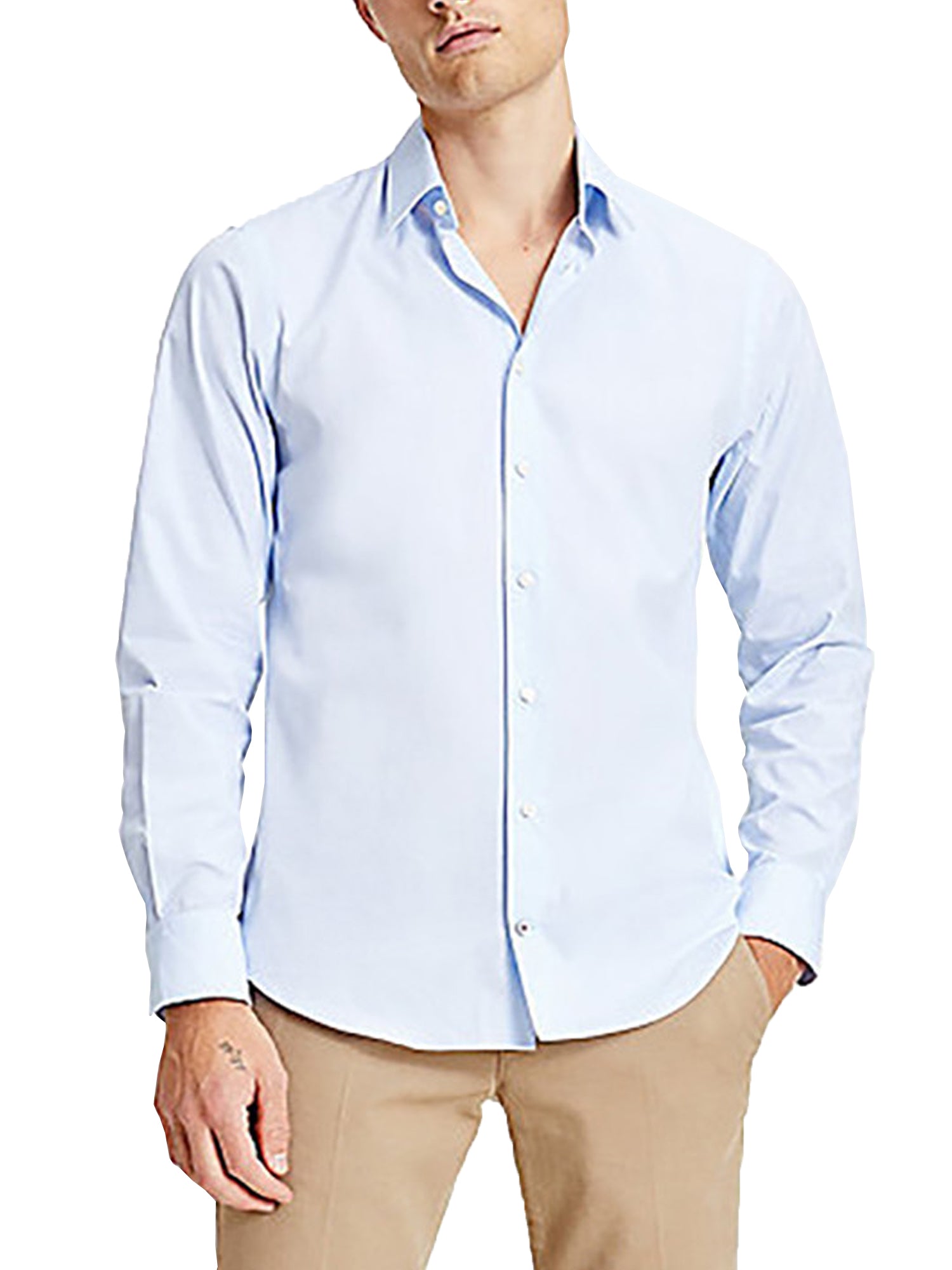 TOMMY HILFIGER CAMICIA CON MICROMOTIVO AZZURRO