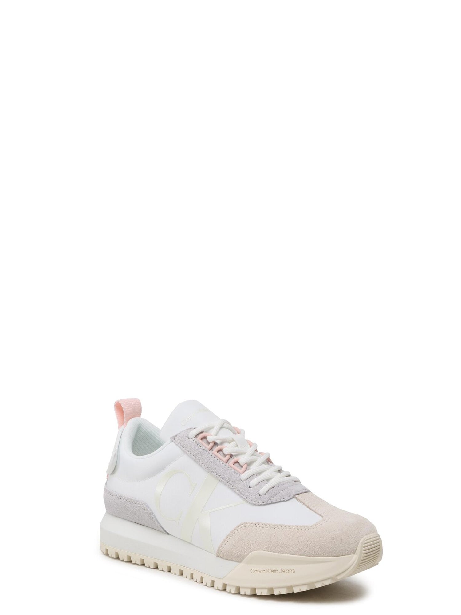 CALVIN KLEIN SHOES SNEAKERS BASSE TOOTHY RUNNER LACEUP MIX PEARL BIANCO