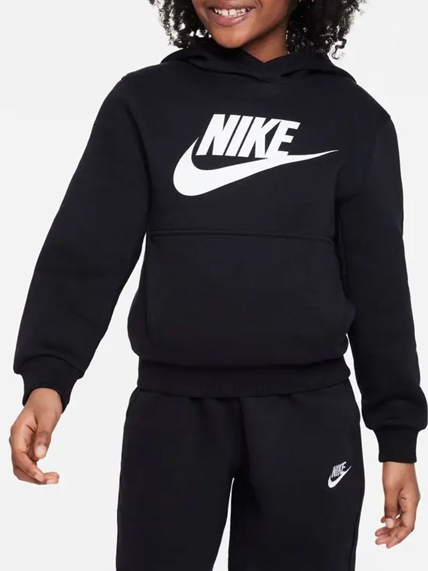 NIKE SPORTSWEAR CLUB FLEECE FELPA JUNIOR CON CAPPUCCIO NERO