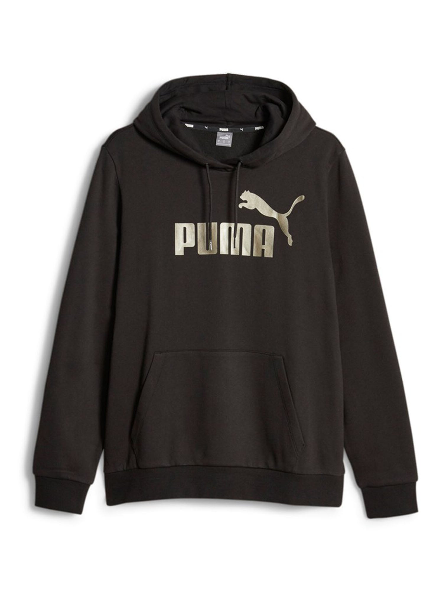 PUMA FELPA CON CAPPUCCIO ESS+ METALLIC LOGO NERO