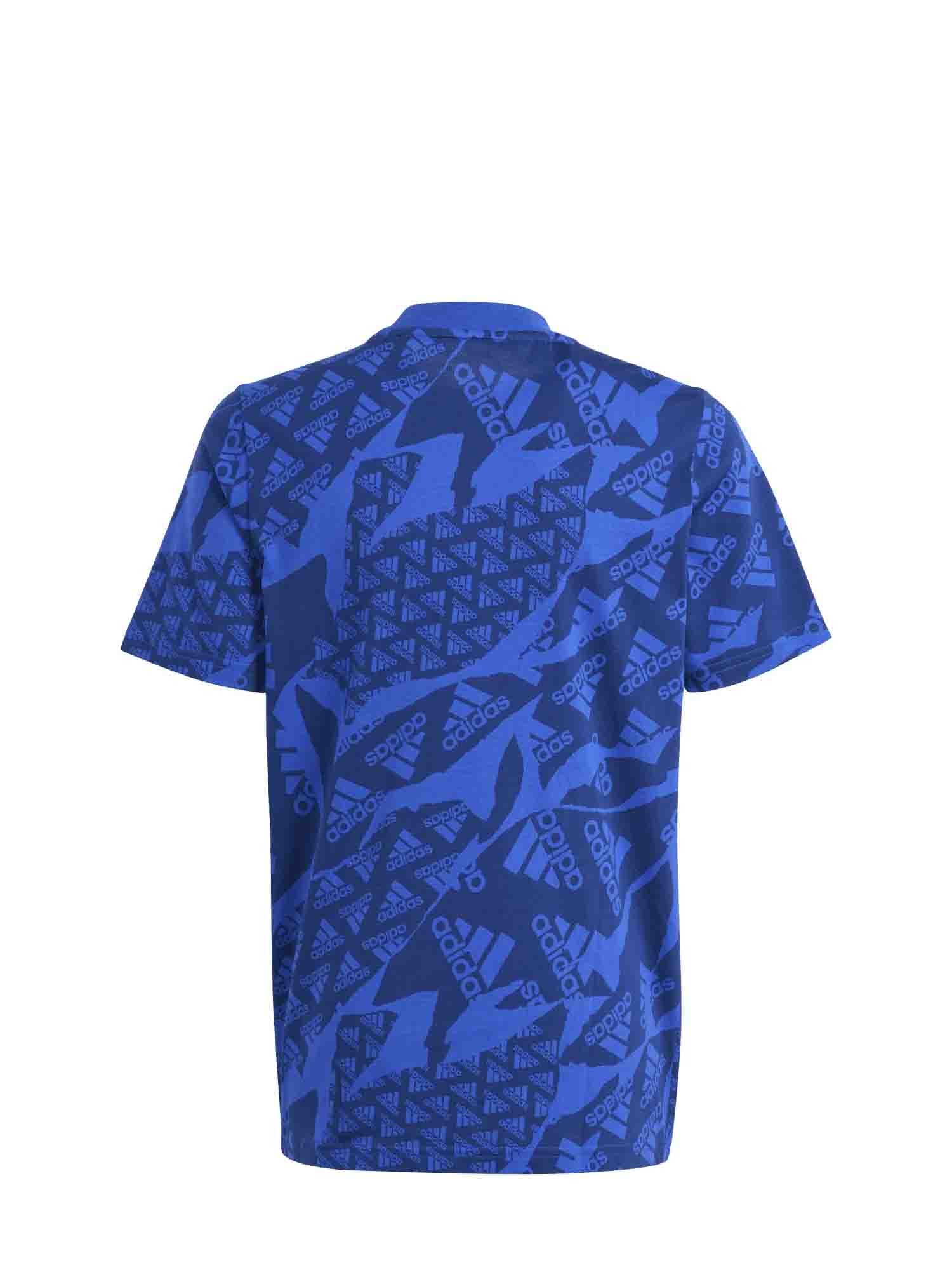 ADIDAS ESSENTIALS ALLOVER PRINT T-SHIRT JUNIOR BLU