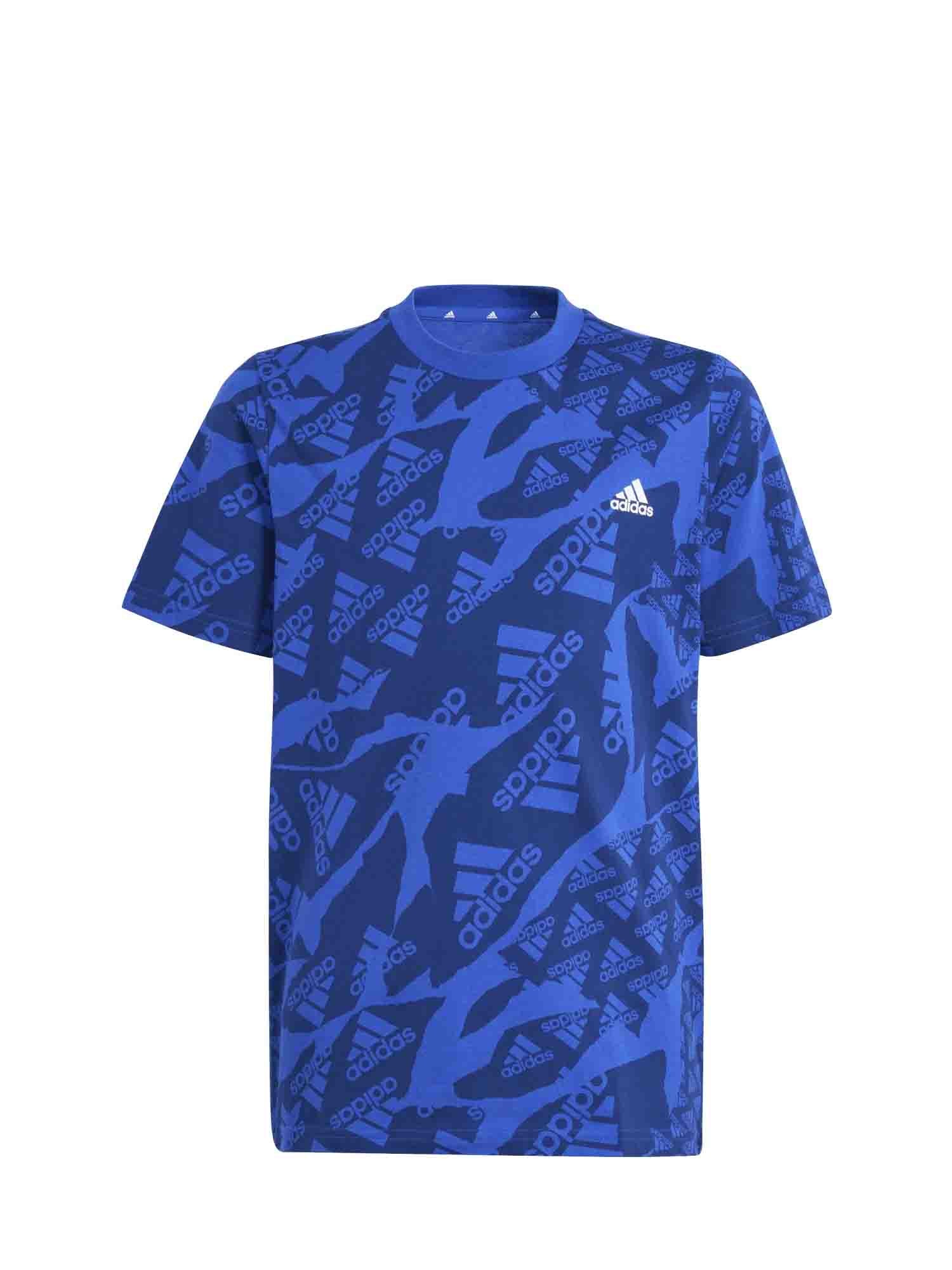 ADIDAS ESSENTIALS ALLOVER PRINT T-SHIRT JUNIOR BLU