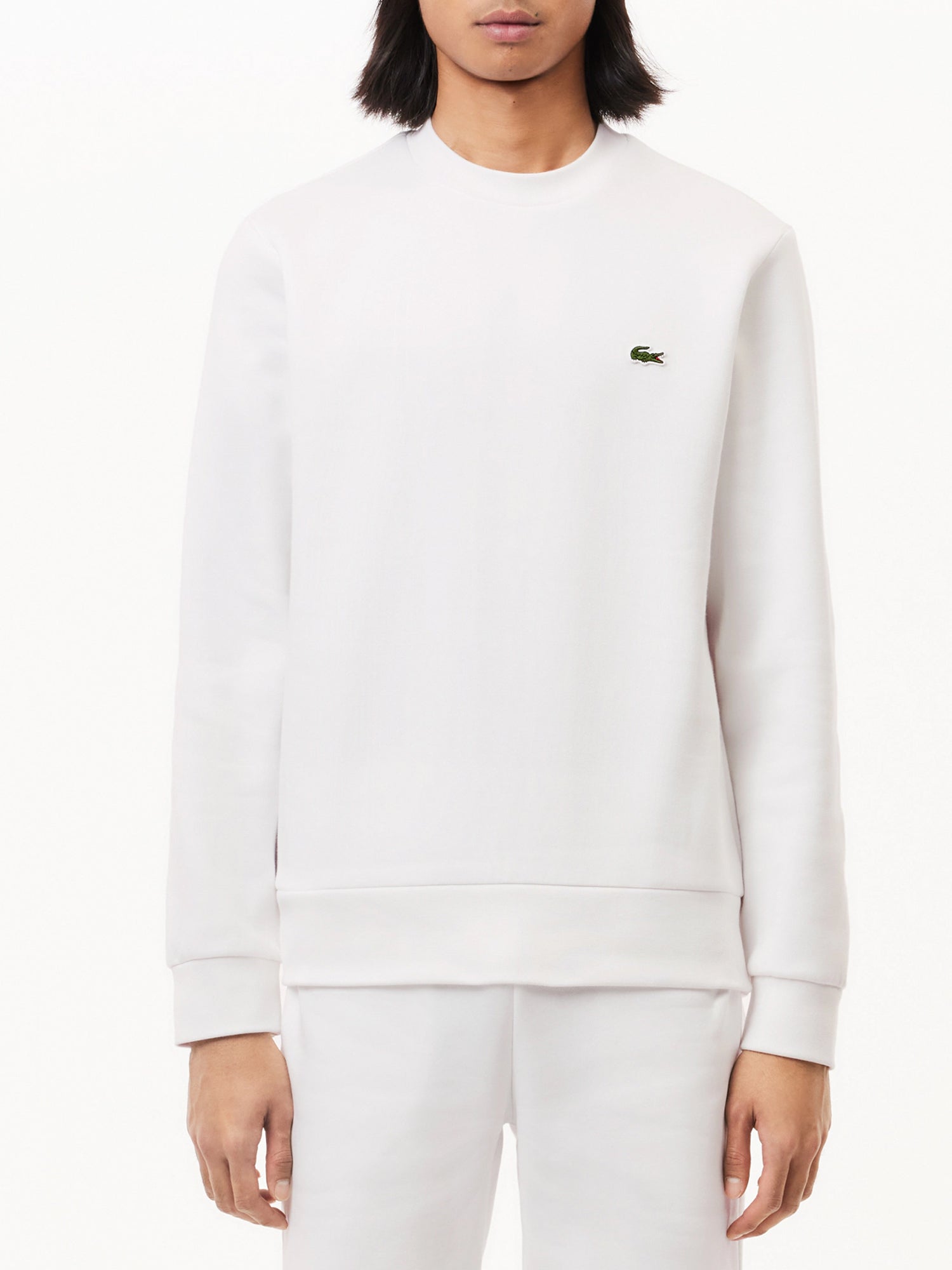 LACOSTE FELPA IN PILE SPAZZOLATO BIANCO