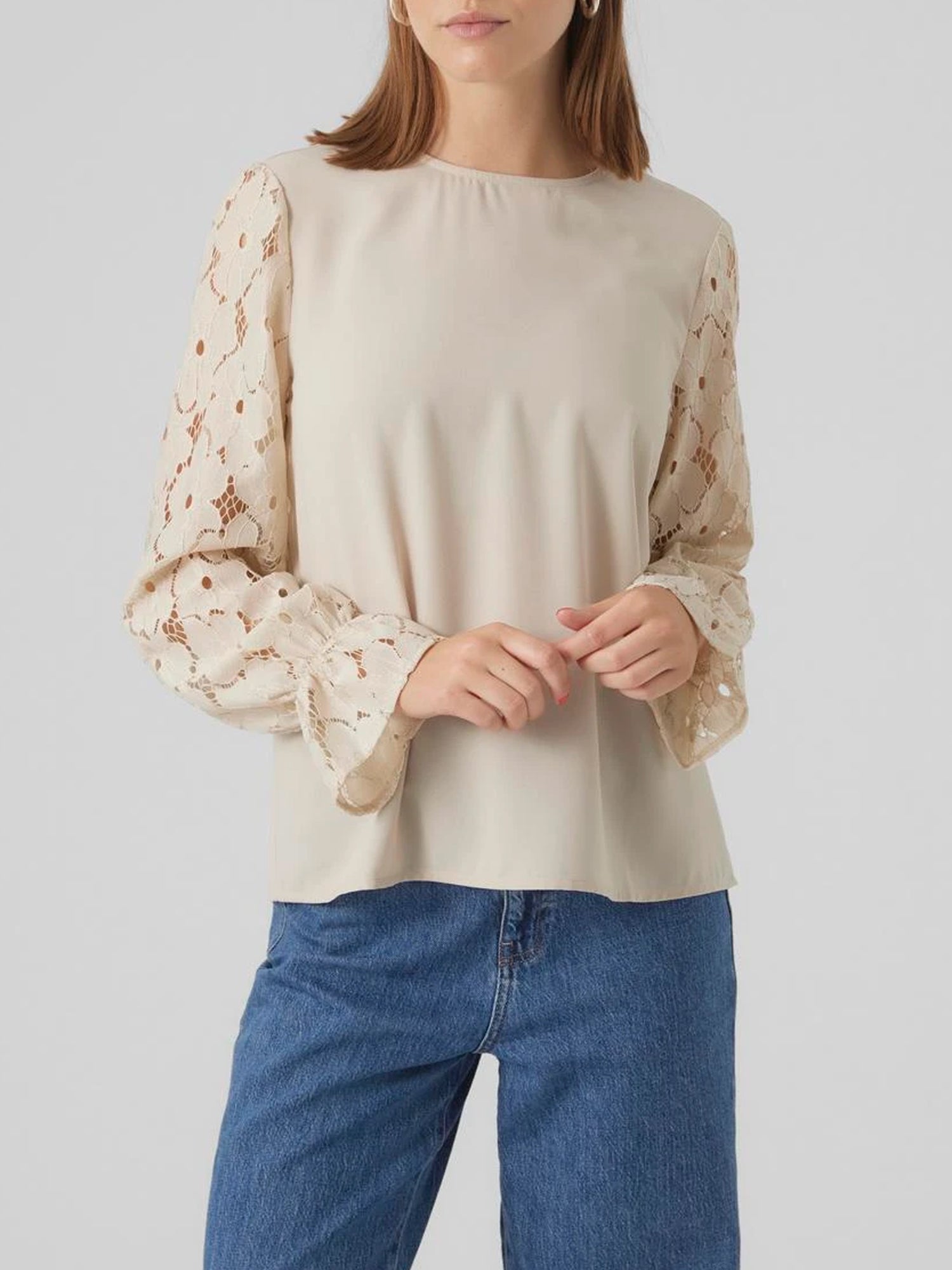 VERO MODA SEJA TOP BLUSA GRIGIO