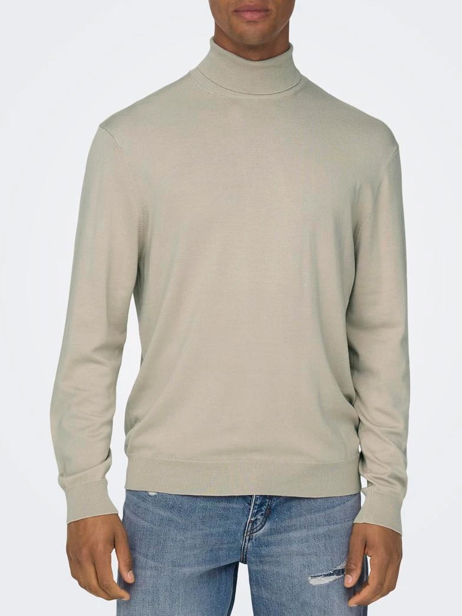 ONLY&SONS MAGLIA WYLER A COLLO ALTO GRIGIO CALCE