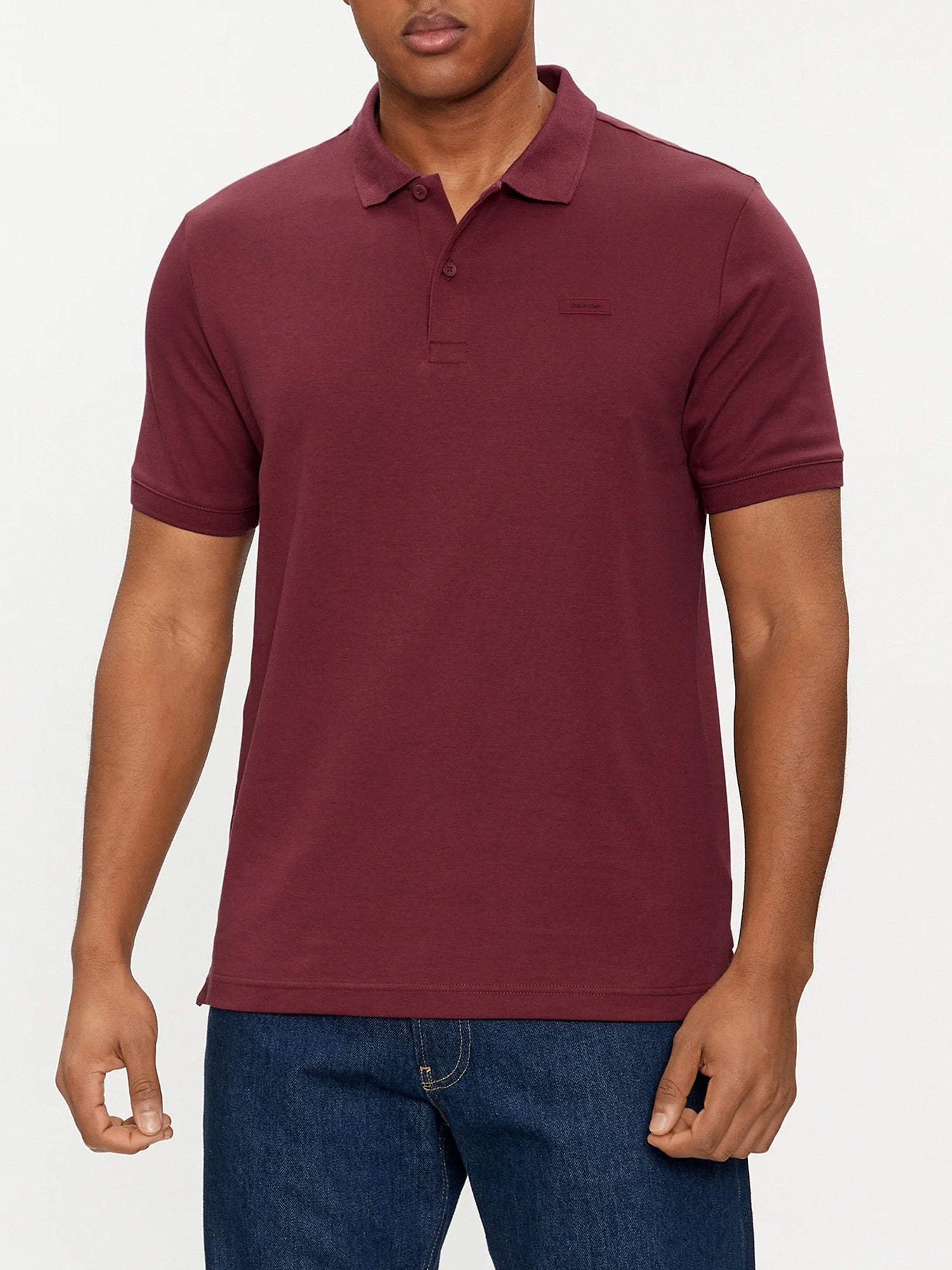 CALVIN KLEIN POLO SMOOTH COTTON SLIM BORDEAUX