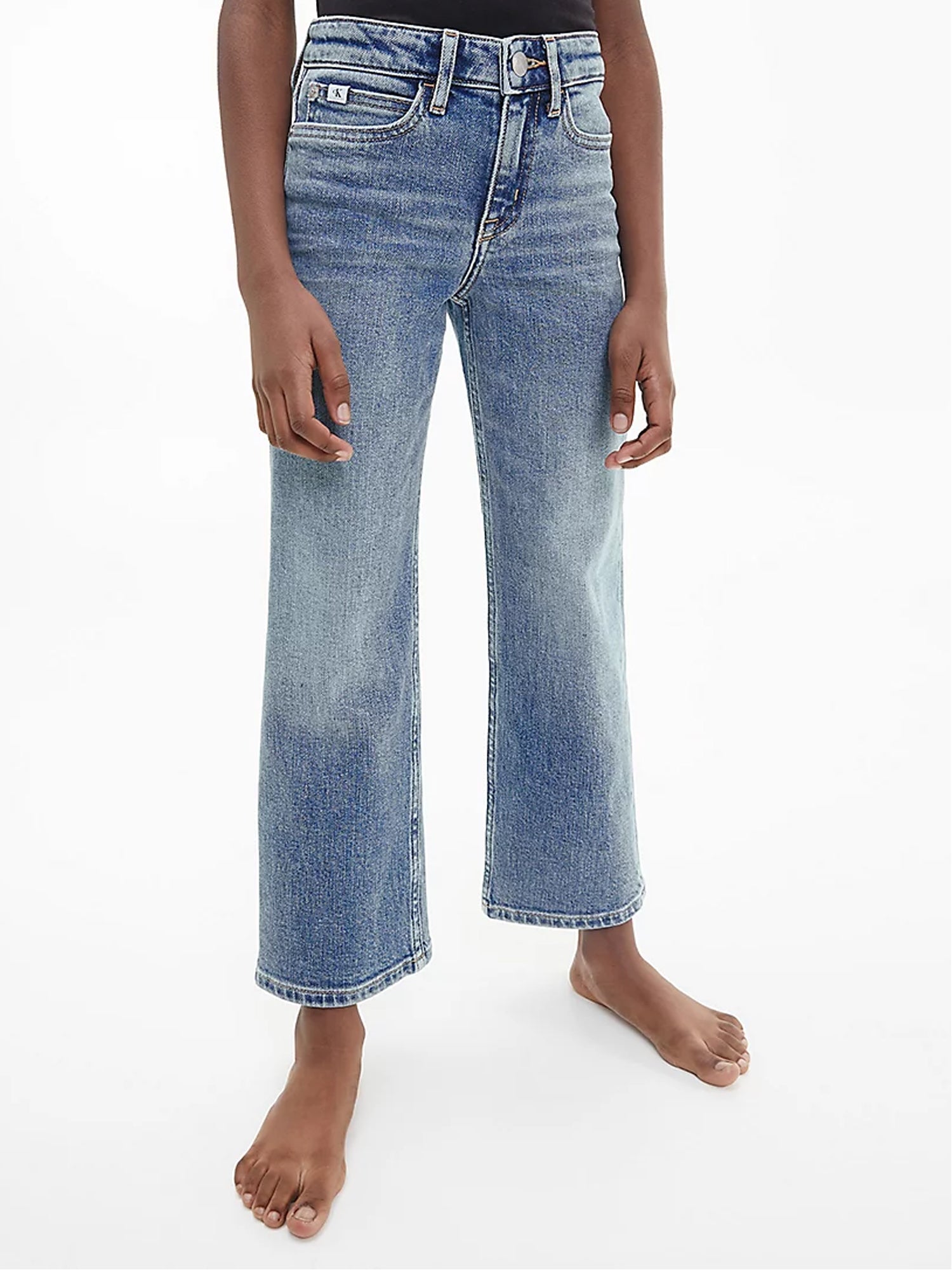 CALVIN KLEIN JEANS CROPPED IN DENIM BLU