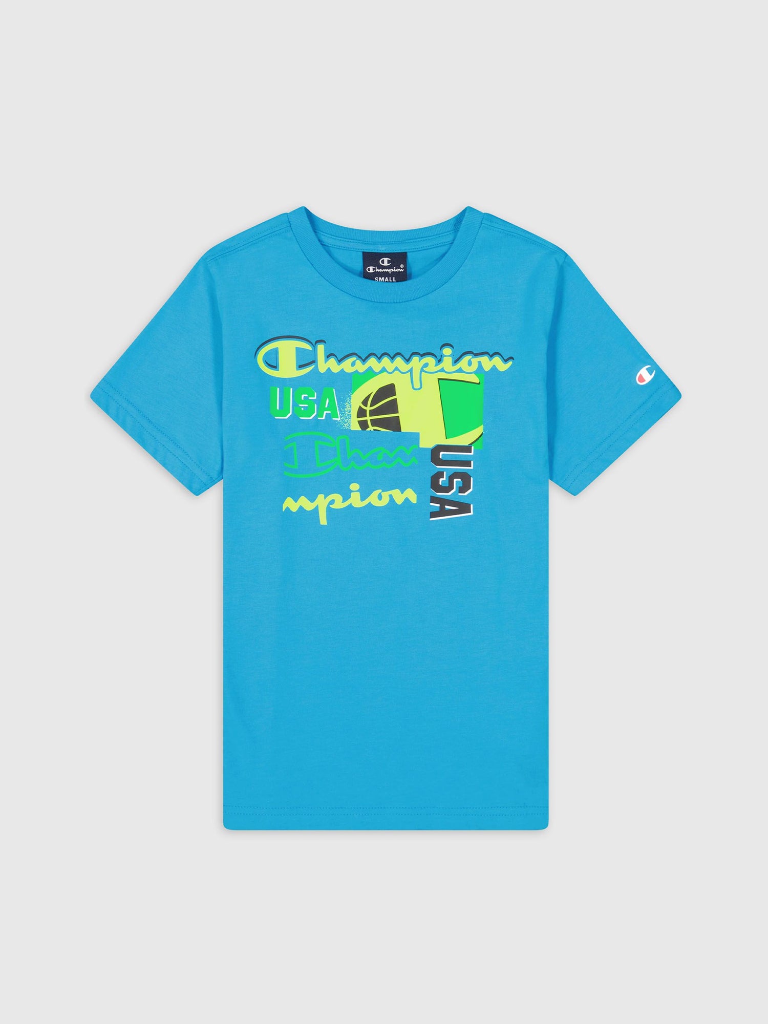 CHAMPION T-SHIRT MANICHE CORTE JR AZZURRO