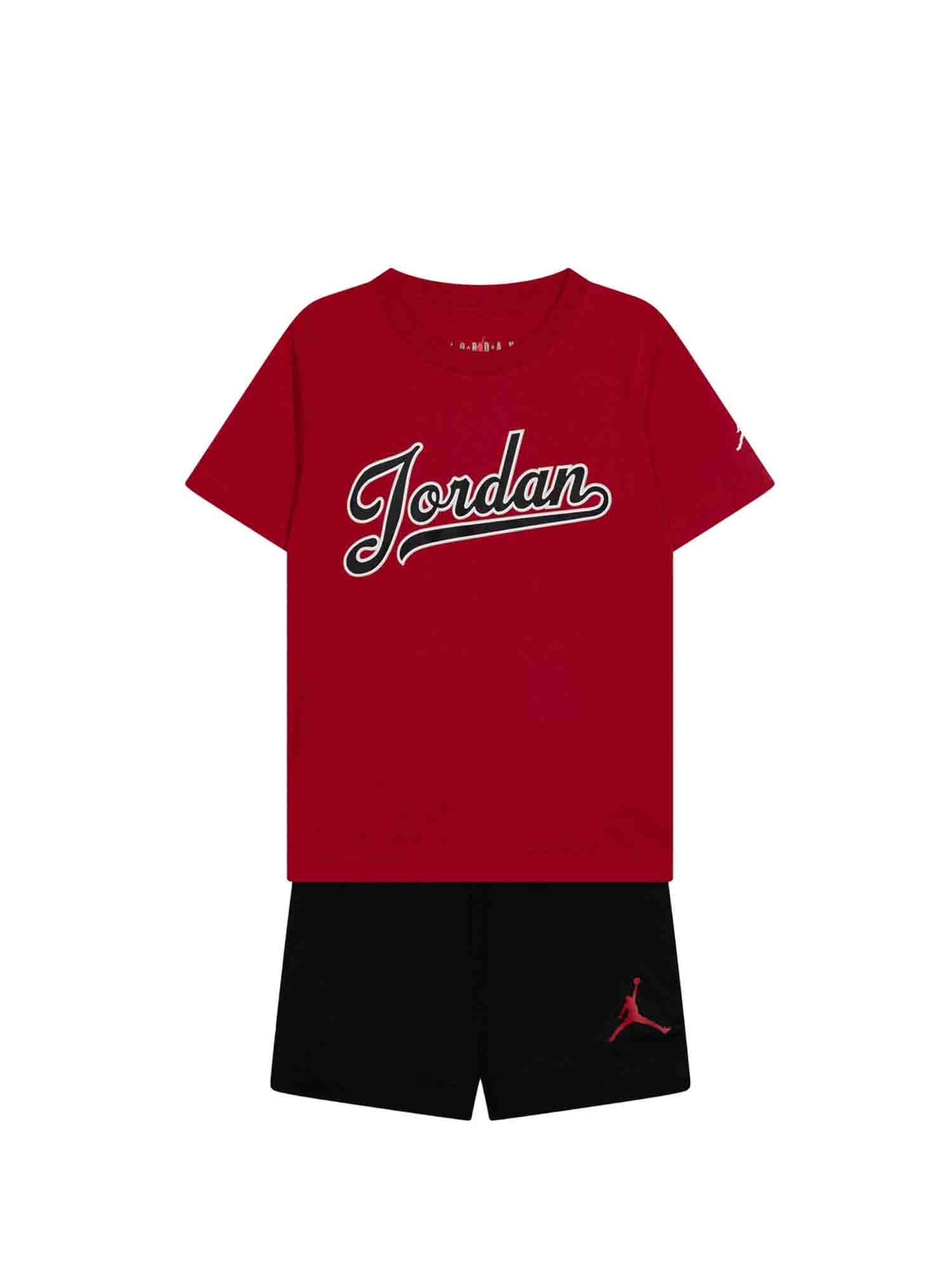 JORDAN SET T-SHIRT-PANTALONCINO DA BAMBINO ROSSO-NEROI