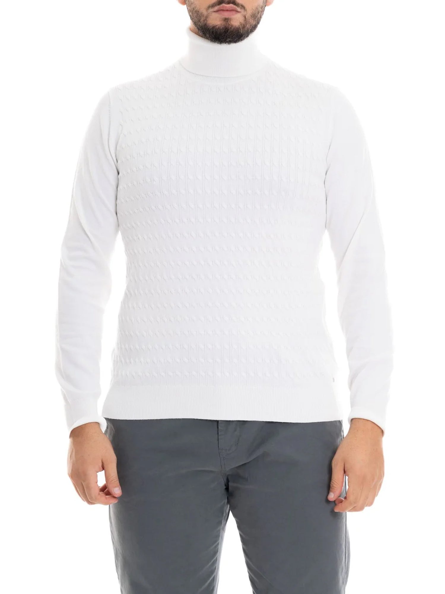 MARKUP MAGLIA CON COLLO ALTO BIANCO LATTE