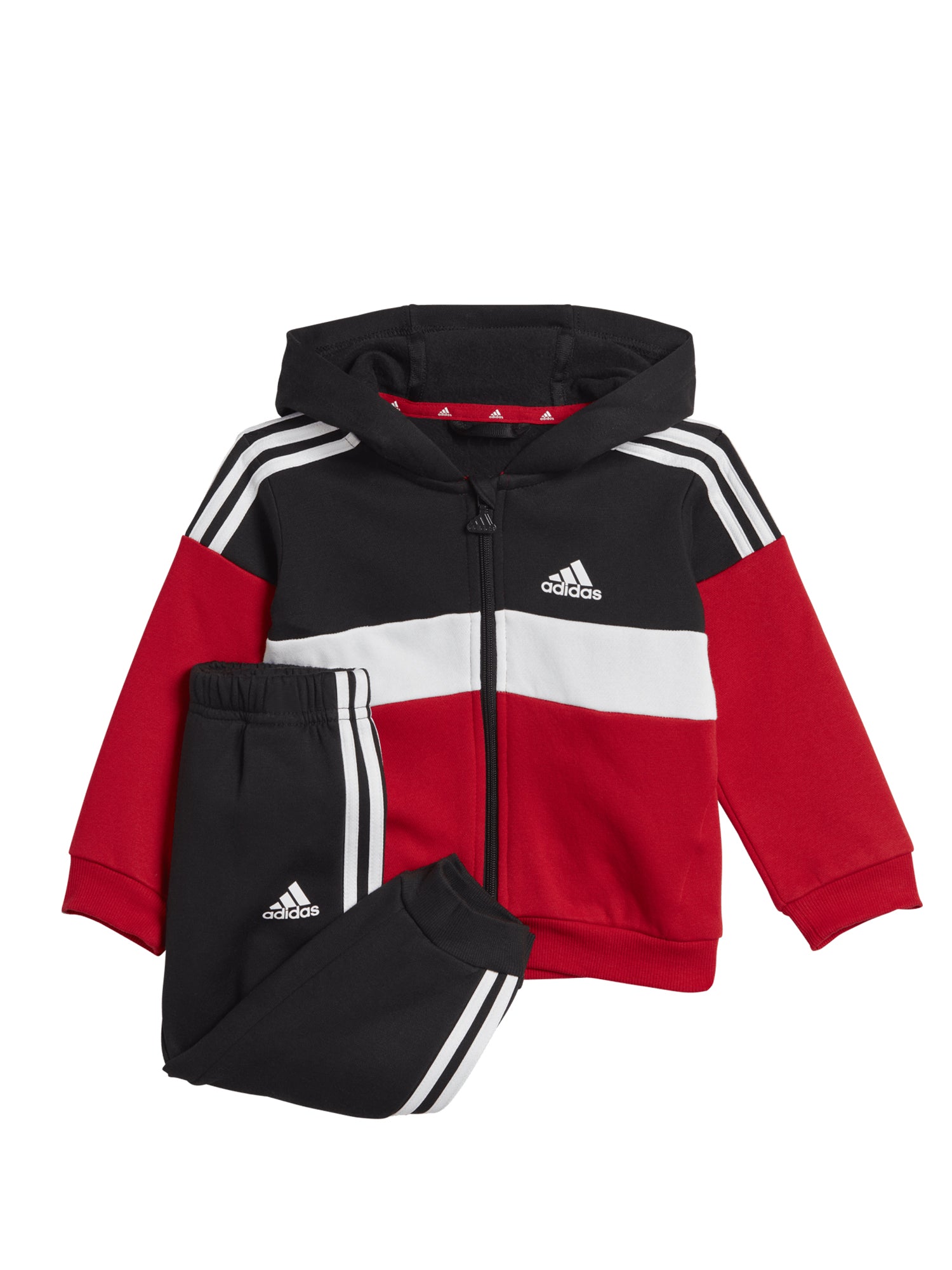 ADIDAS TUTA INFANT 3S TIB FL TS NERO-ROSSO