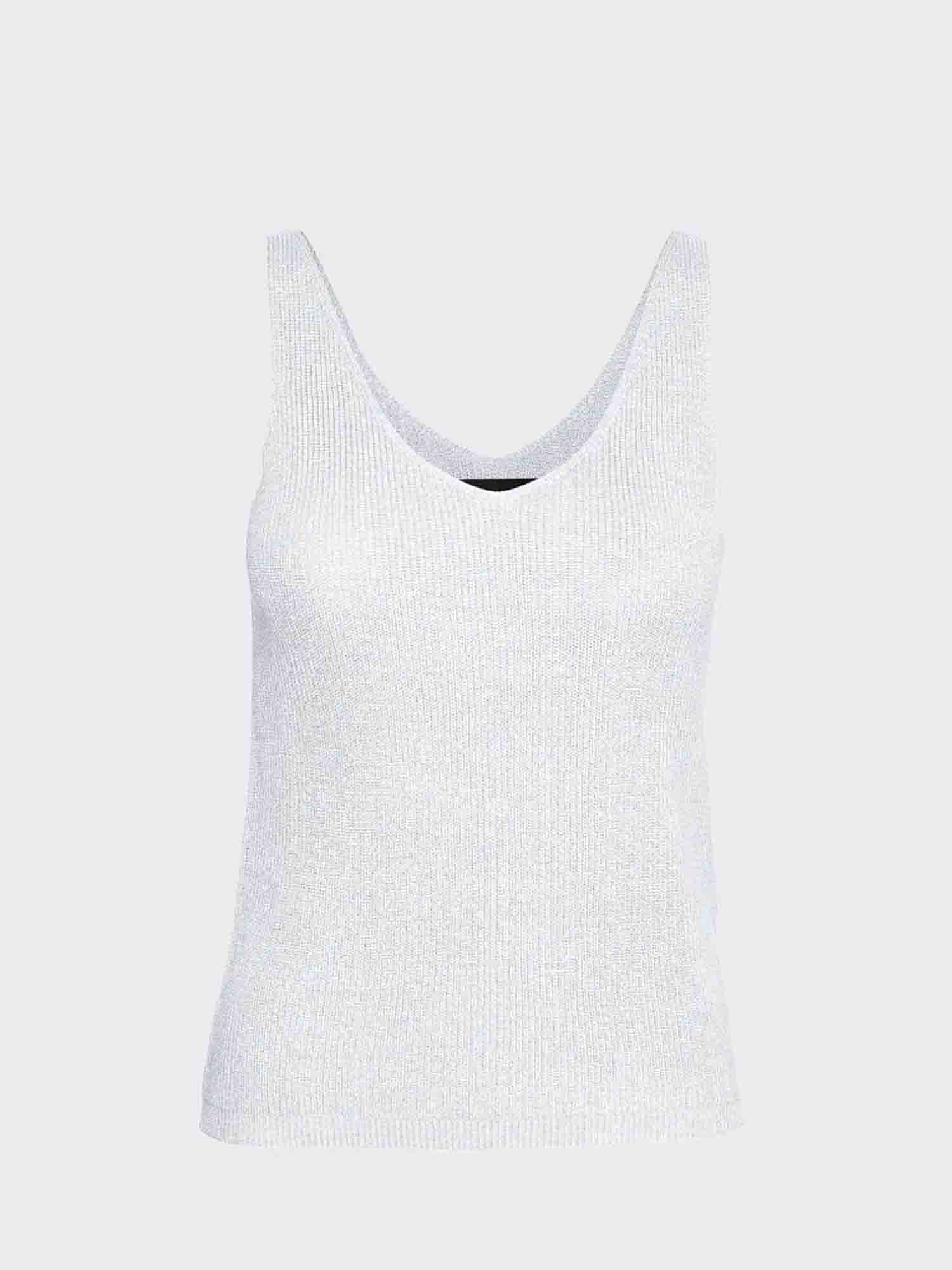 VERO MODA NEWLEXSUN CANOTTA BIANCO-SILVER LUREX