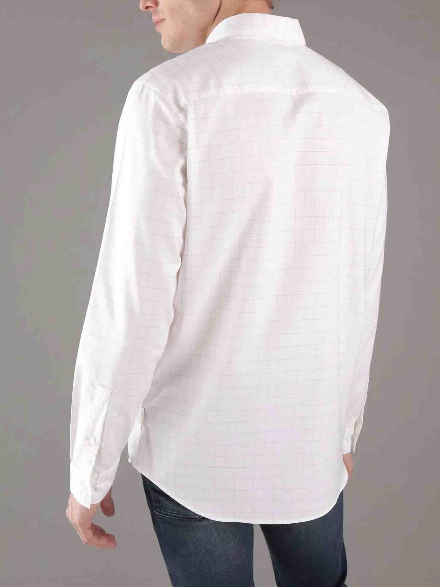 CALVIN KLEIN CAMICIA OXFORD FANTASIA A QUADRI BIANCO