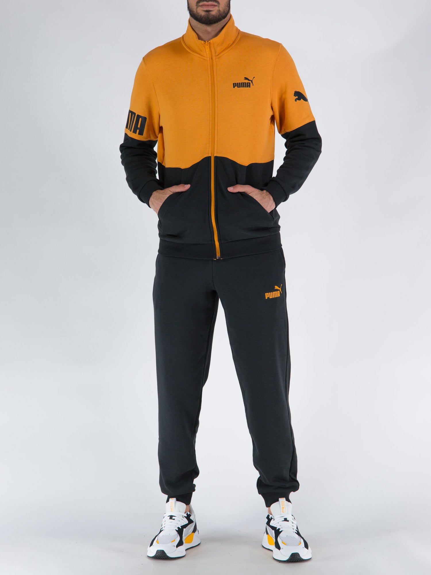 PUMA TUTA SPORTIVA POWER SWEAT SUIT TR CL NERO-ARANCIO