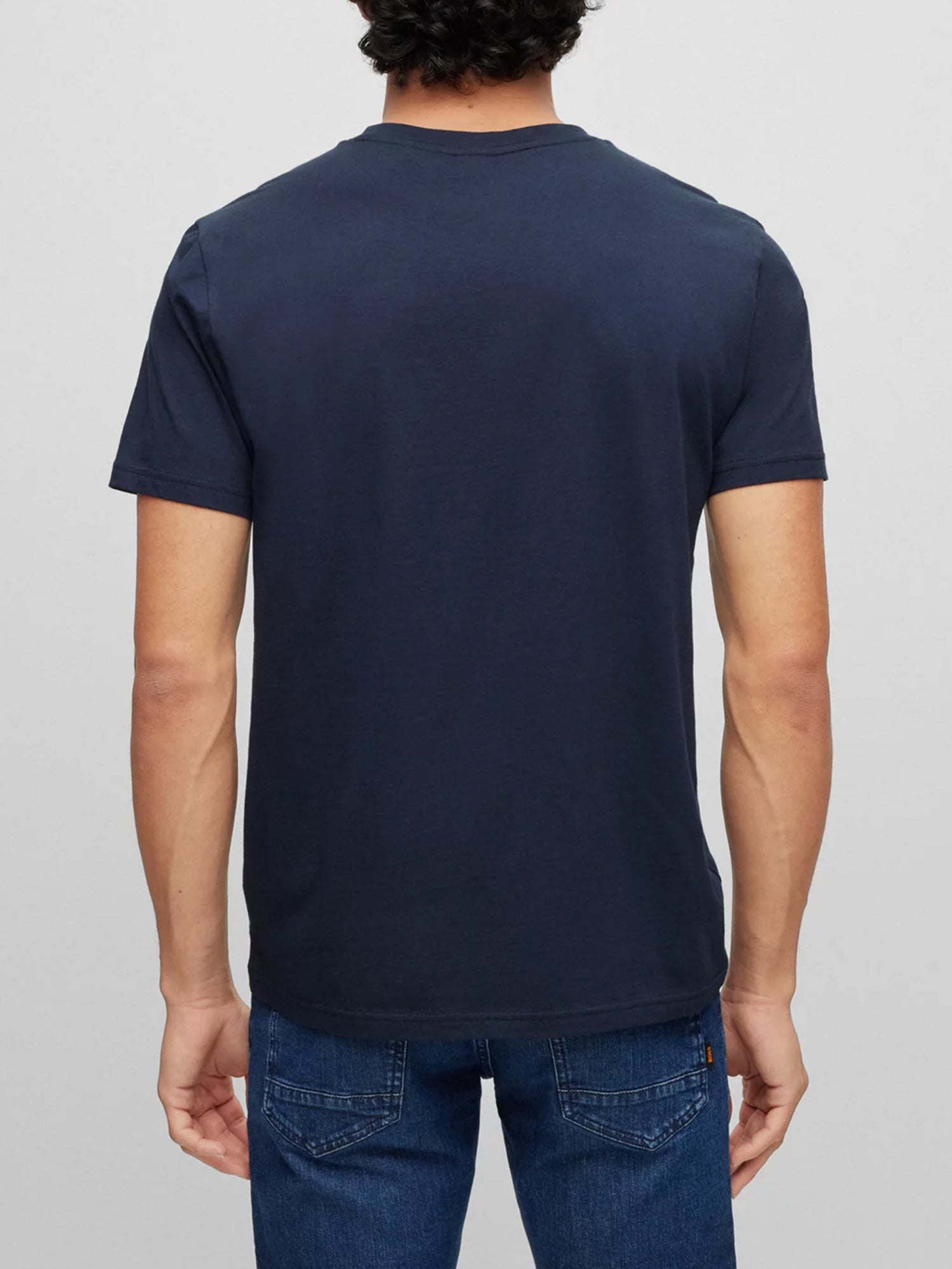 HUGO BOSS T-SHIRT MANICHE CORTE LOGO BLU