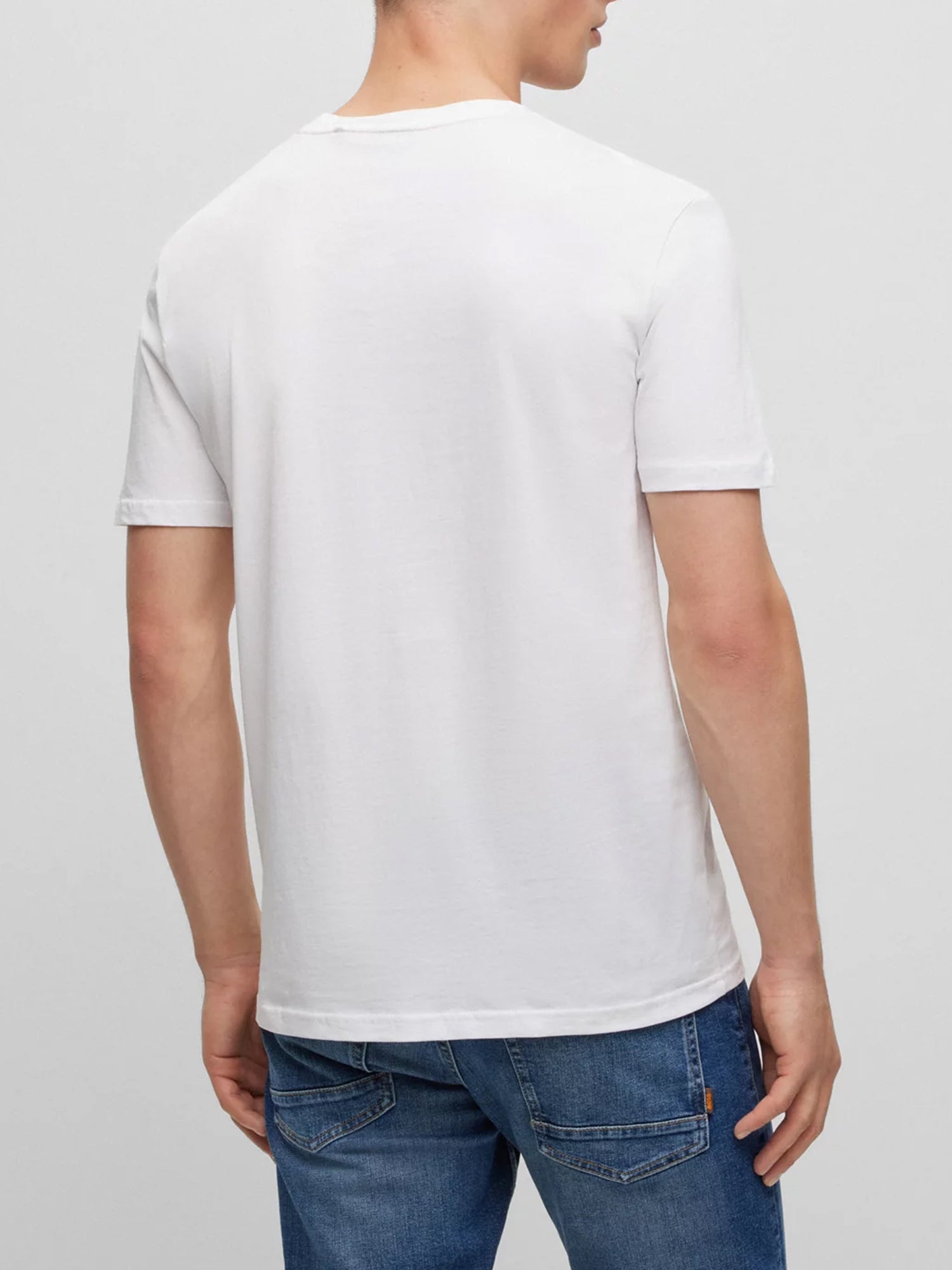 HUGO BOSS T-SHIRT MANICHE CORTE LOGO BIANCO