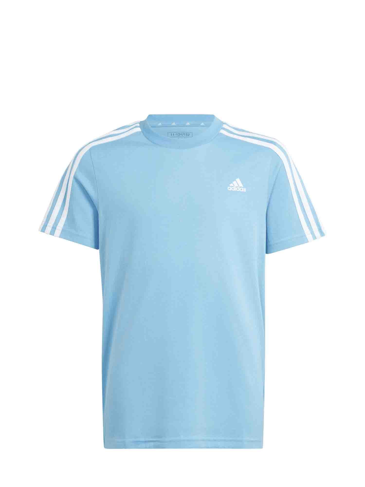 ADIDAS ESSENTIALS 3 STRIPES T-HIRT JUNIOR AZZURRO