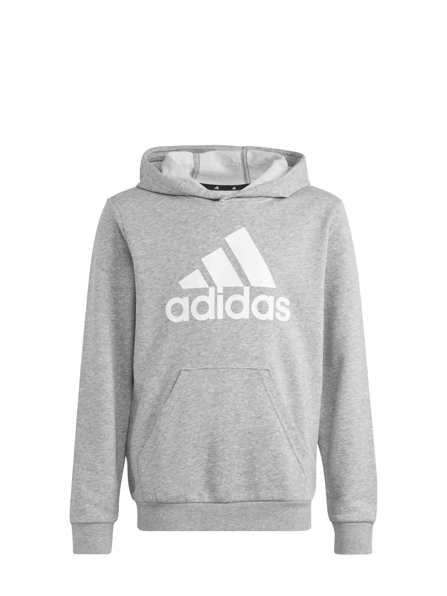 ADIDAS FELPA JUNIOR CON CAPPUCCIO BIG LOGO GRIGIO