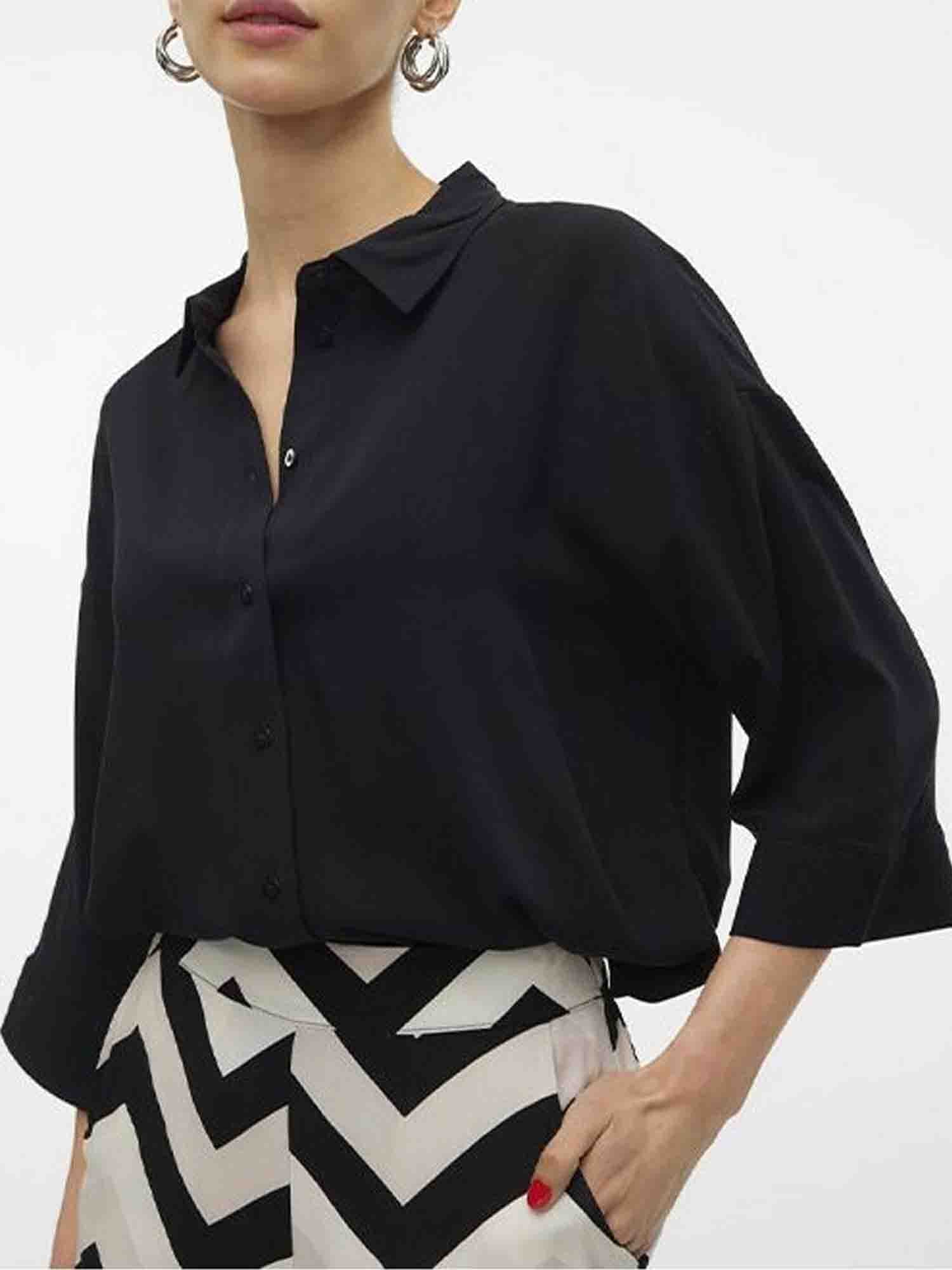 VERO MODA EASY CAMICIA 3/4 NERO