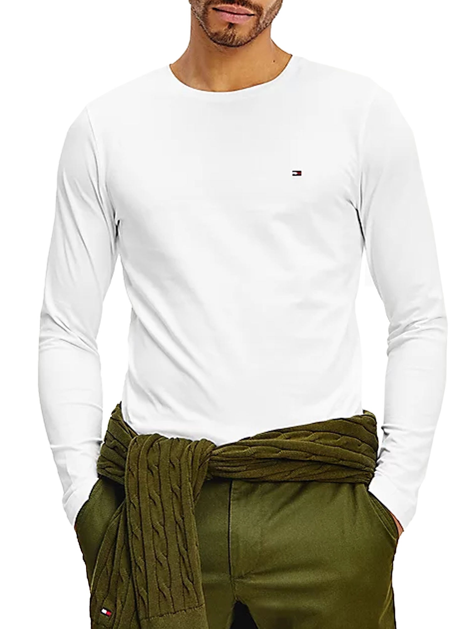 TOMMY HILFIGER T-SHIRT SLIM FIT BIANCO