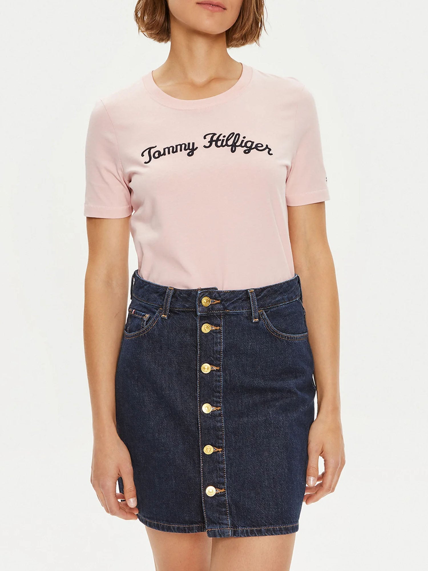 TOMMY HILFIGER T-SHIRT REG SCRIPT ROSA