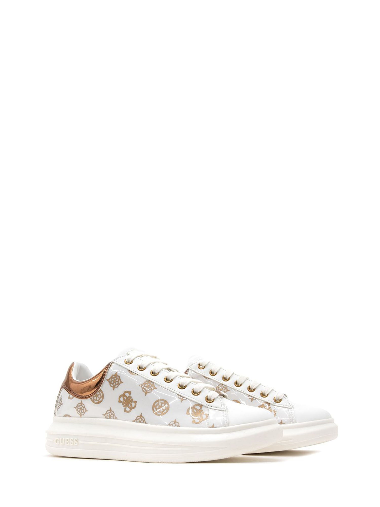 GUESS JEANS SNEAKERS VIBO BIANCO-BRONZO