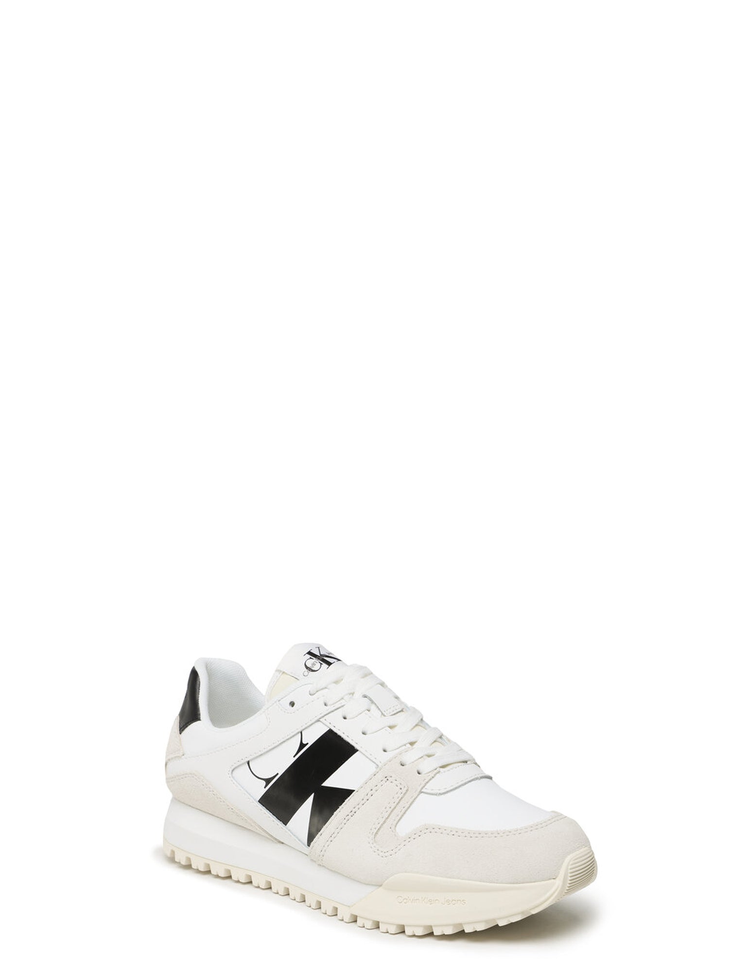 CALVIN KLEIN SHOES SNEAKERS BASSE TOOTHY RUN LACEUP LOW LTH MIX BIANCO