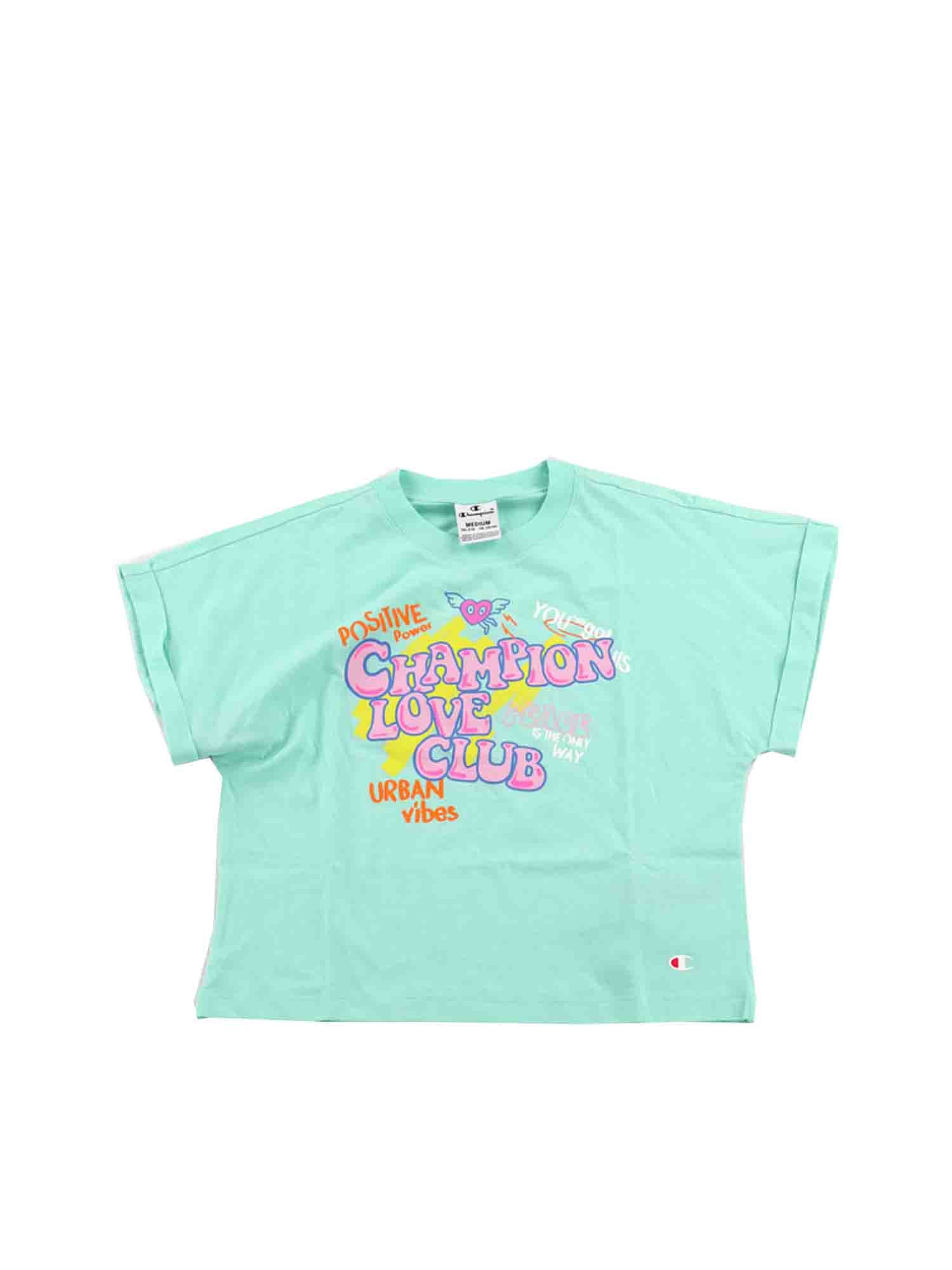 CHAMPION T-SHIRT GIROCOLLO DA RAGAZZA VERDE