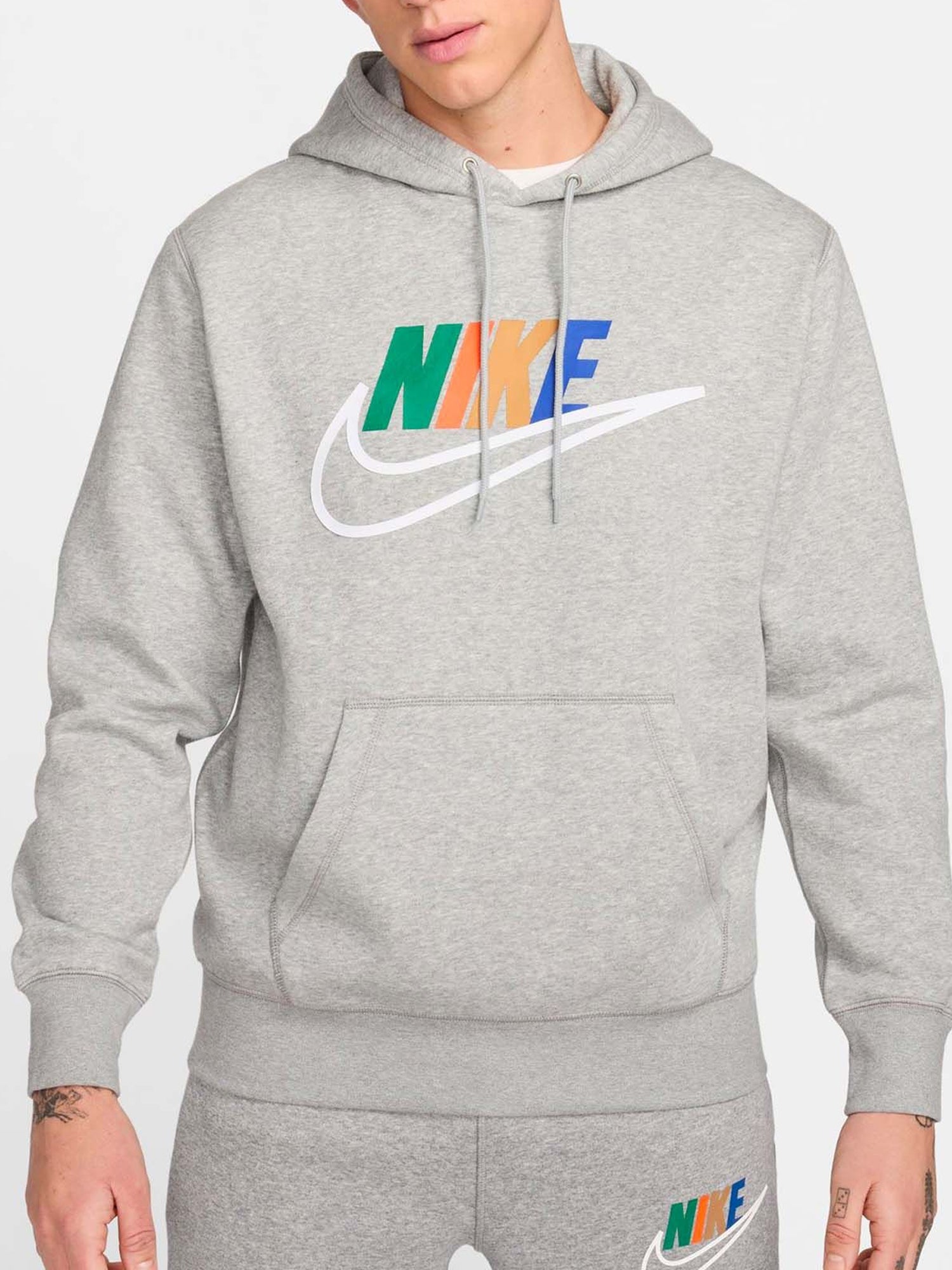 NIKE FELPA CON CAPPUCCIO GRIGIO