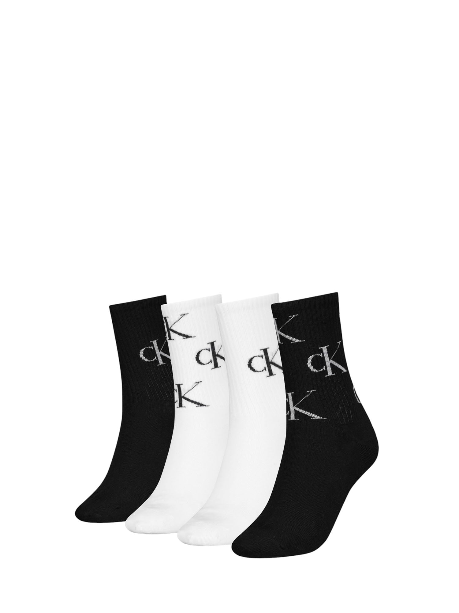 CALVIN KLEIN CALZINI DONNA SET 4 PAIA GIFTBOX NERO-BIANCO