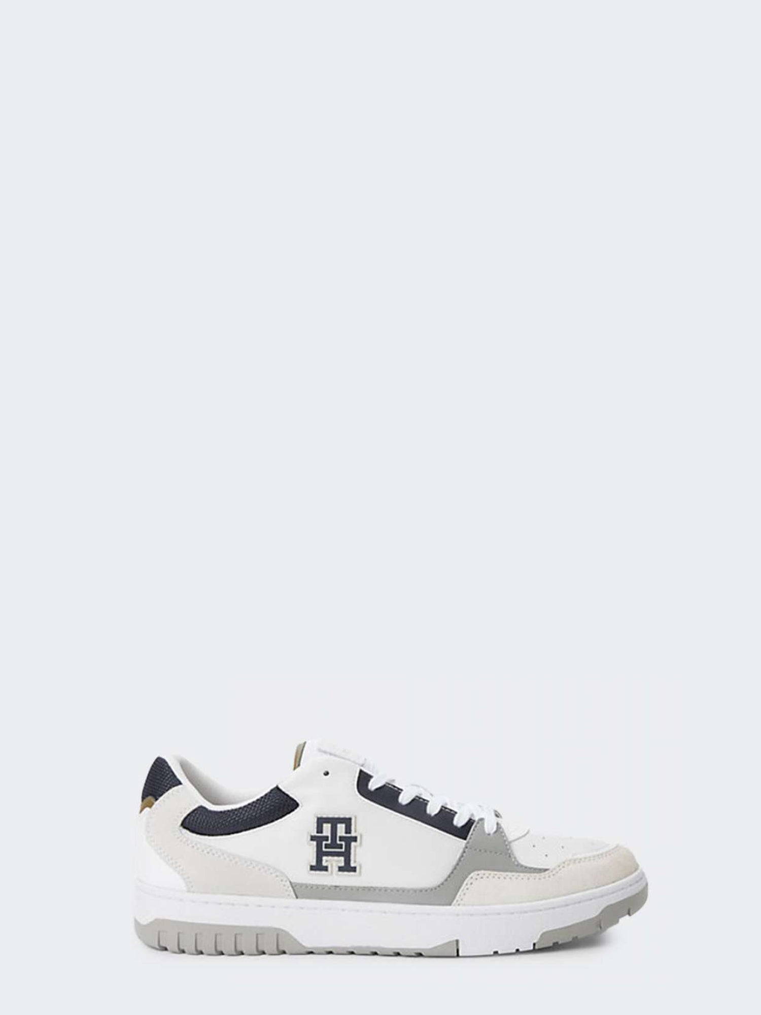 TOMMY HILFIGER SHOES BASSE IN PELLE BIANCO-GRIGIO