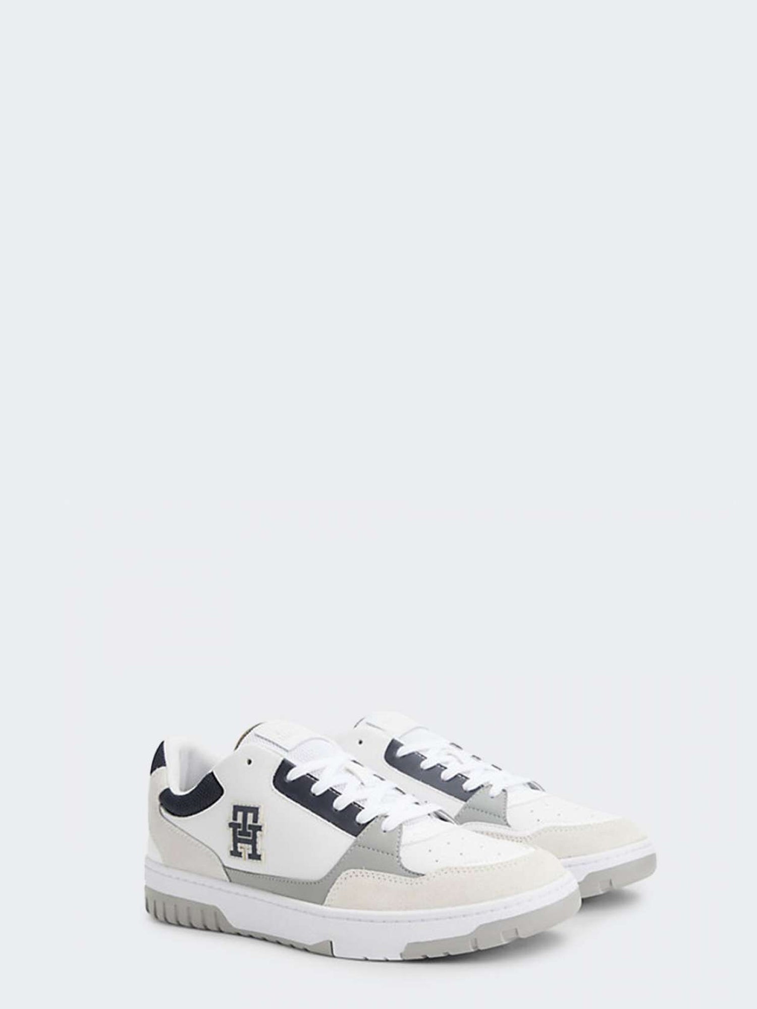 TOMMY HILFIGER SHOES BASSE IN PELLE BIANCO-GRIGIO