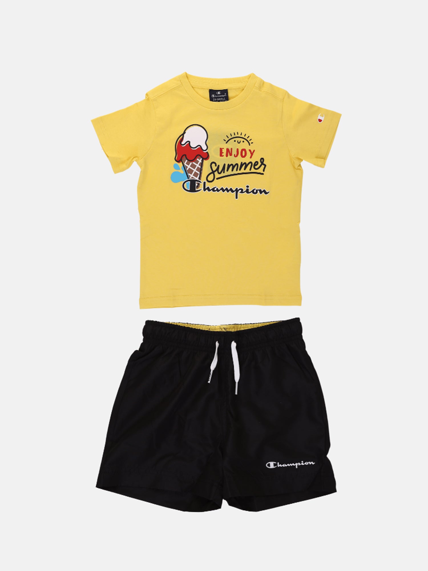 CHAMPION COMPLETINO MARE T-SHIRT E COSTUME GIALLO