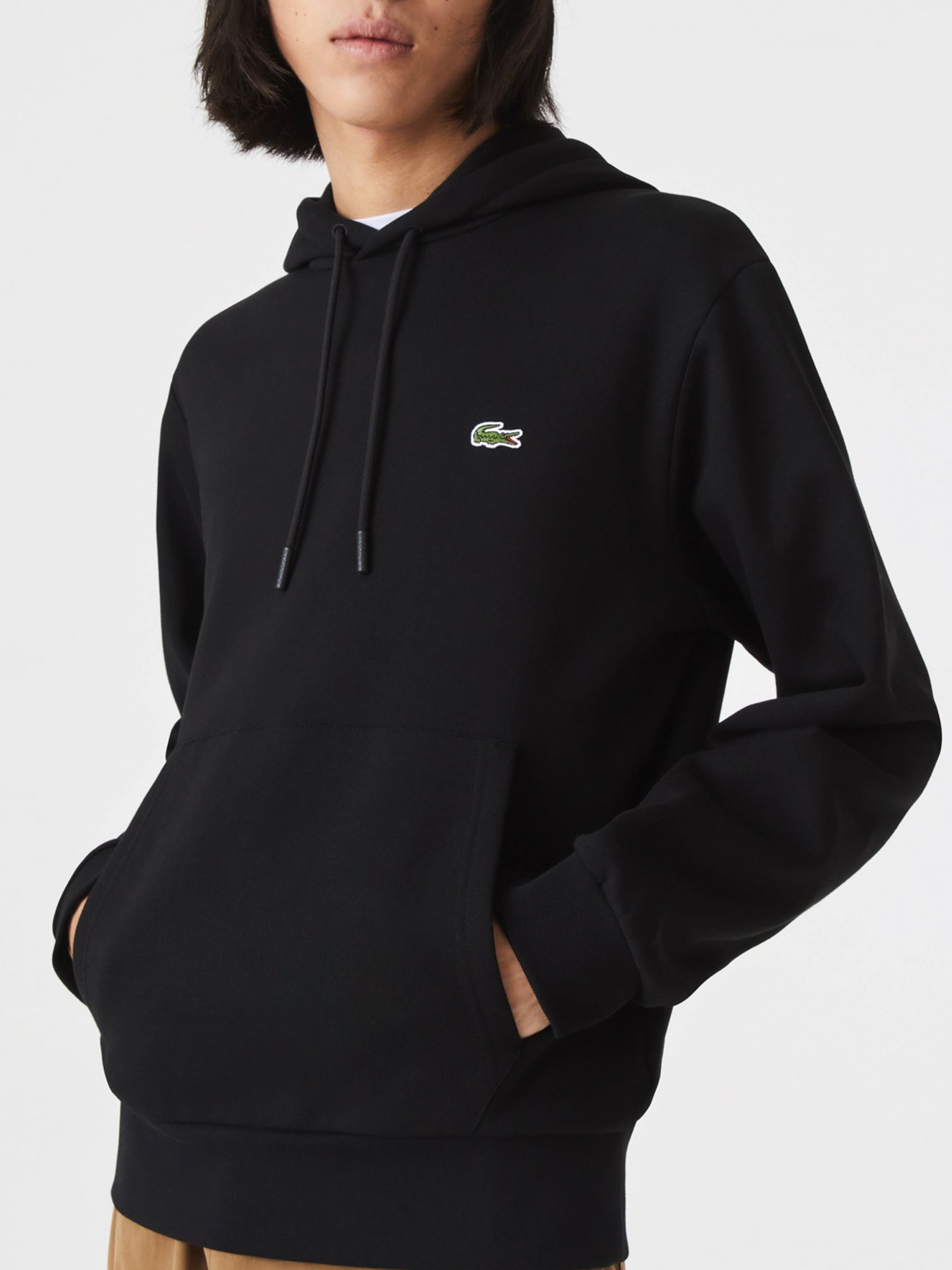 LACOSTE FELPA CON CAPPUCCIO NERO