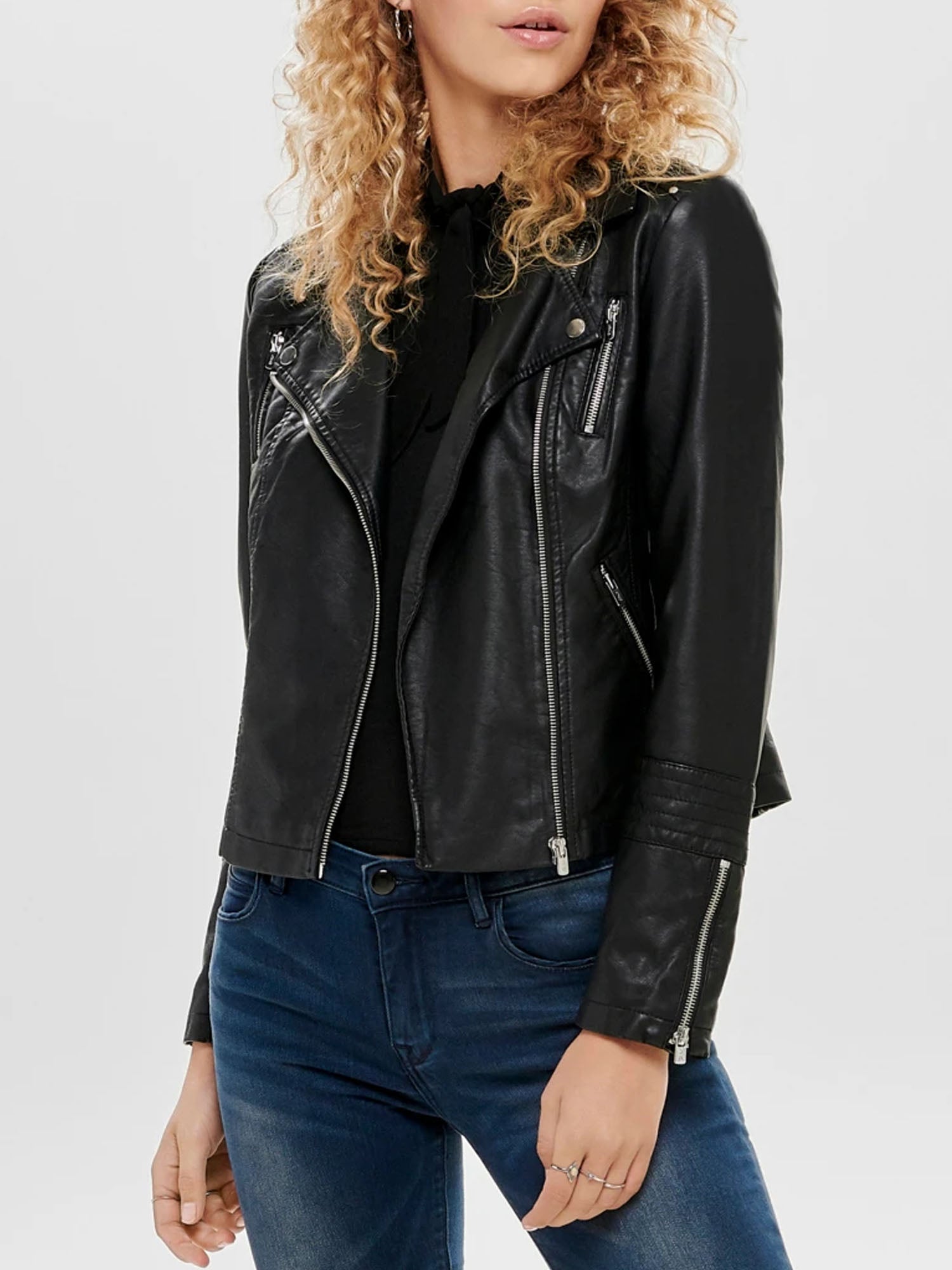 ONLY GIACCA BIKER GEMMA IN ECOPELLE NERO