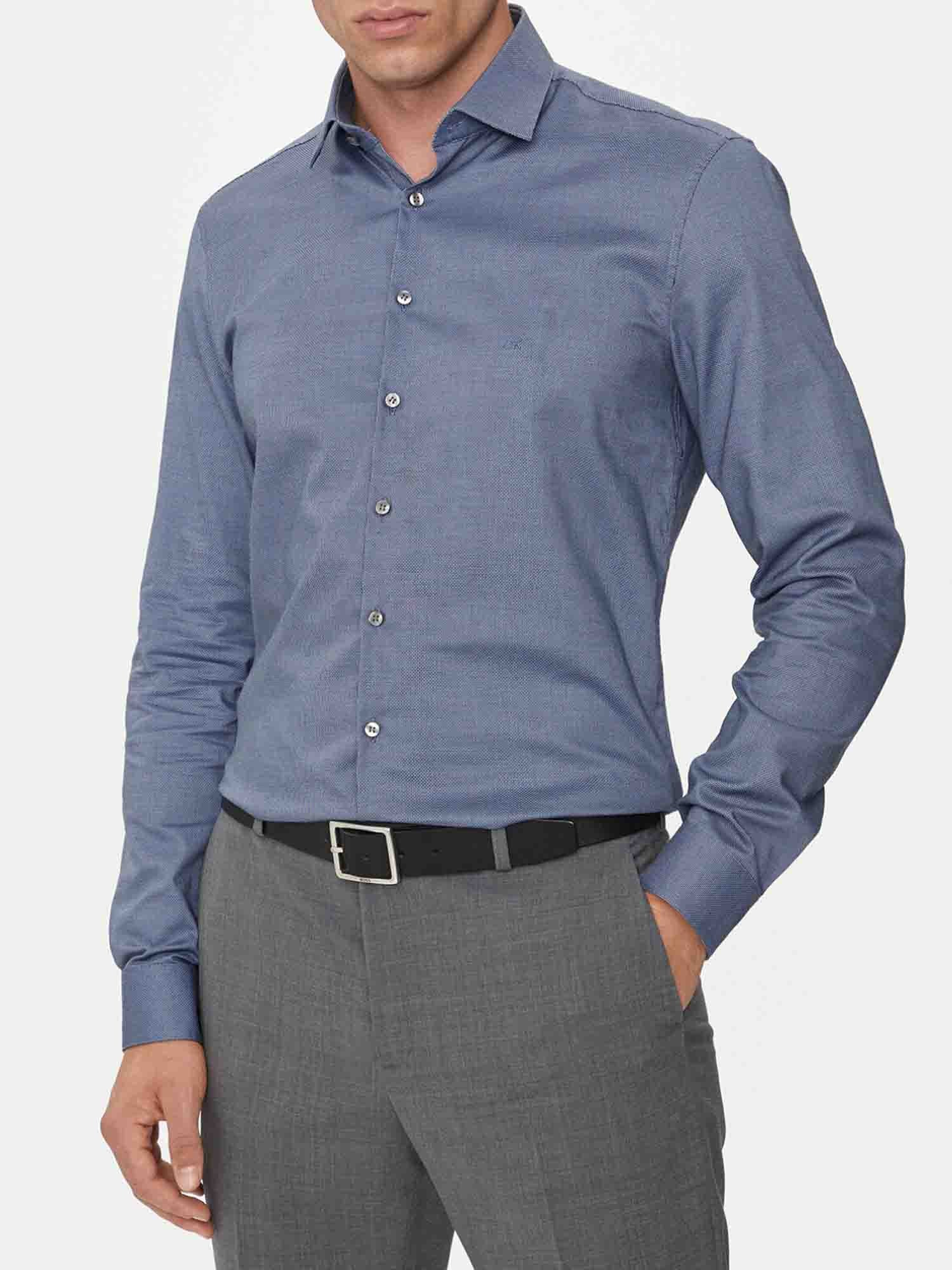 CALVIN KLEIN CAMICIA CON MICROSTAMPA BLU