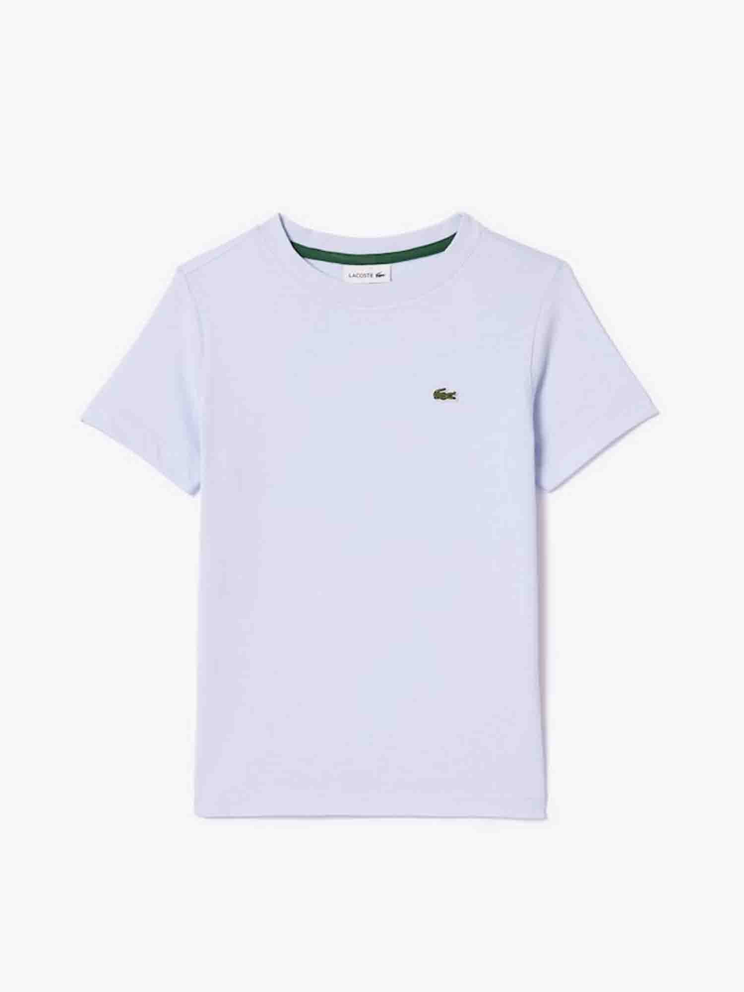 LACOSTE T-SHIRT TINTA UNITA CELESTE CHIARO