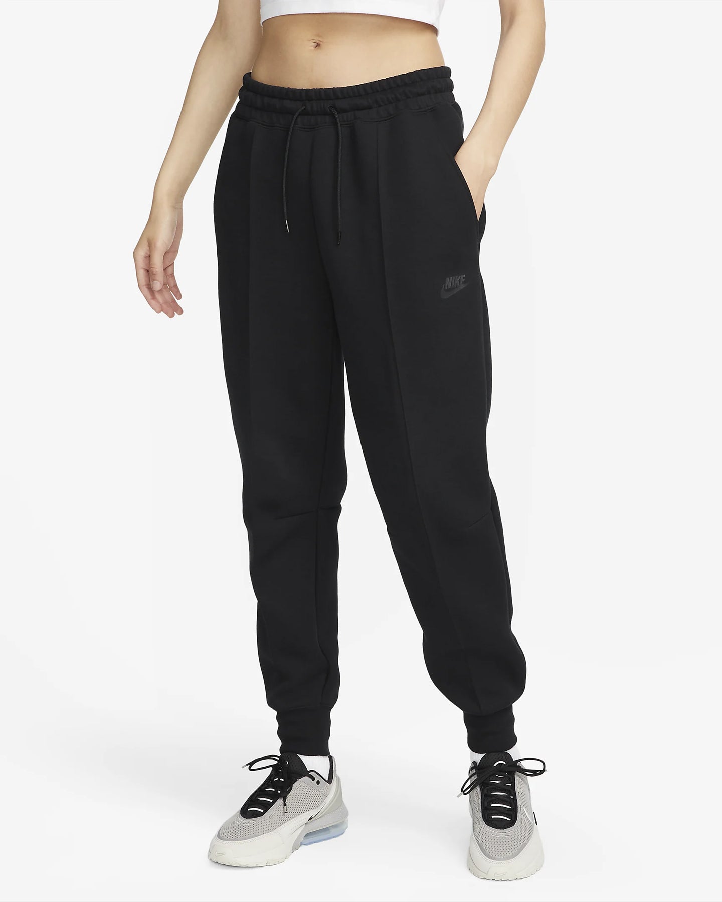 NIKE SPORTSWEAR PANTALONI JOGGER A VITA MEDIA NERO