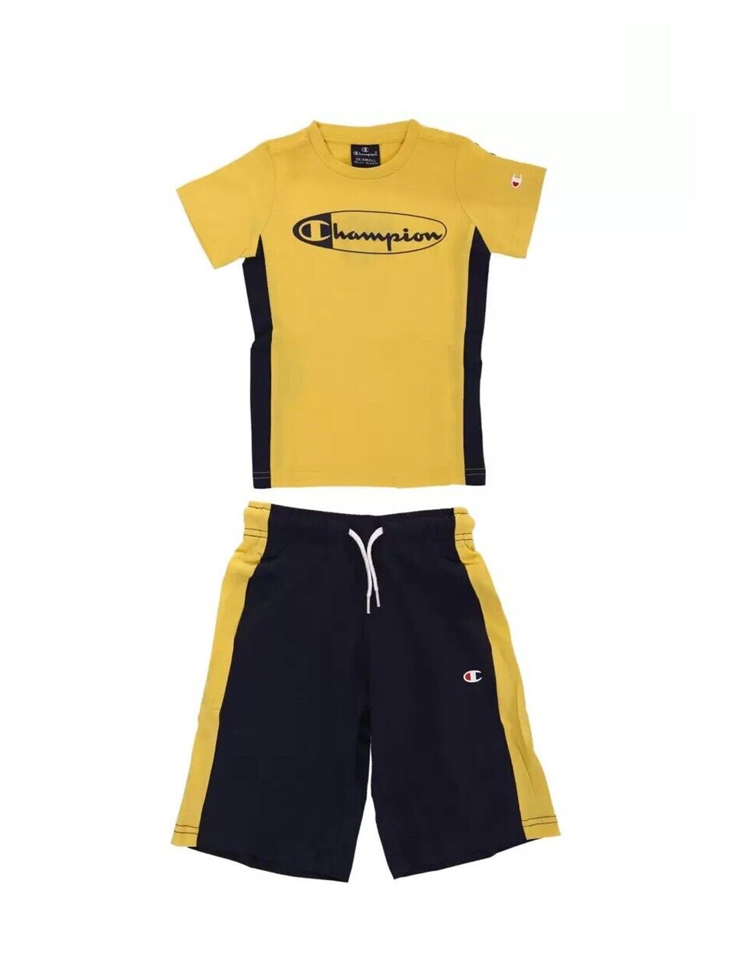 CHAMPION COMPLETO T-SHIRT E SHORTS JR GIALLO