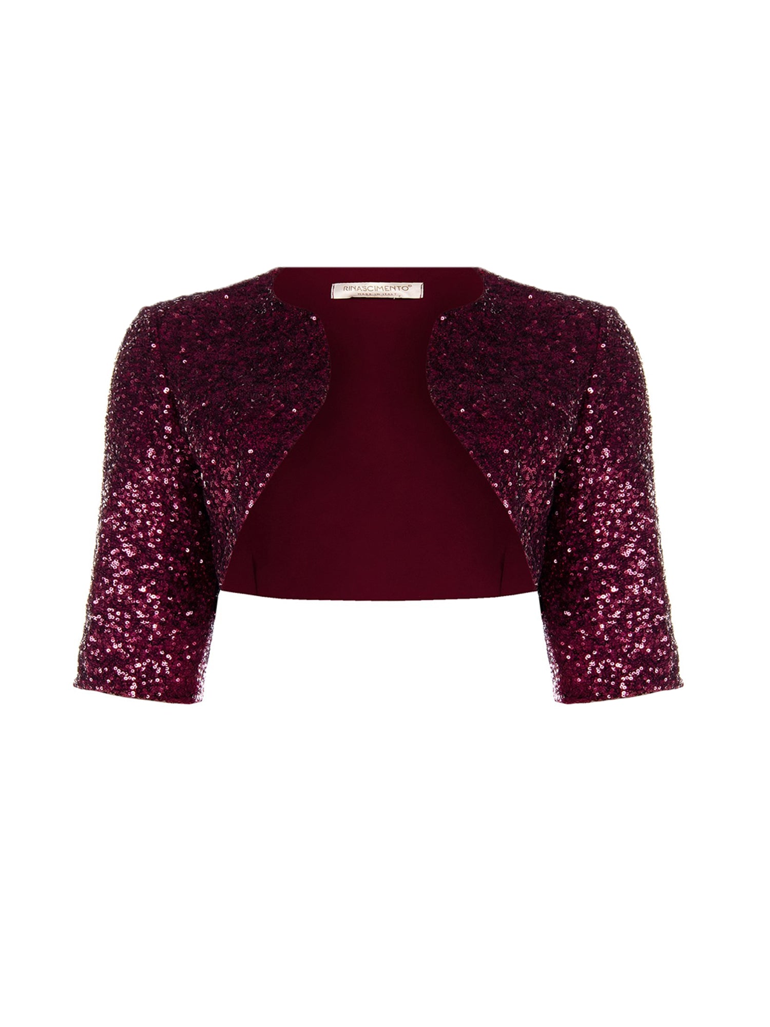 RINASCIMENTO CURVY COPRISPALLE IN PAILLETTES BORDEAUX ROSSO