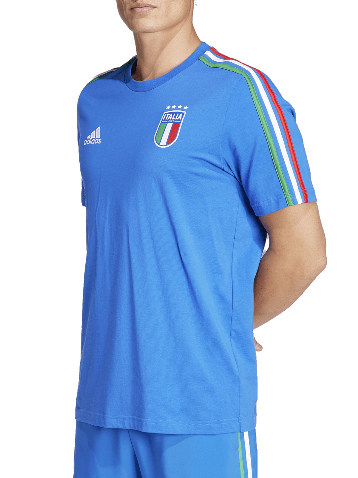 ADIDAS T-SHIRT ITALIA DNA 3-STRIPES AZZURRO