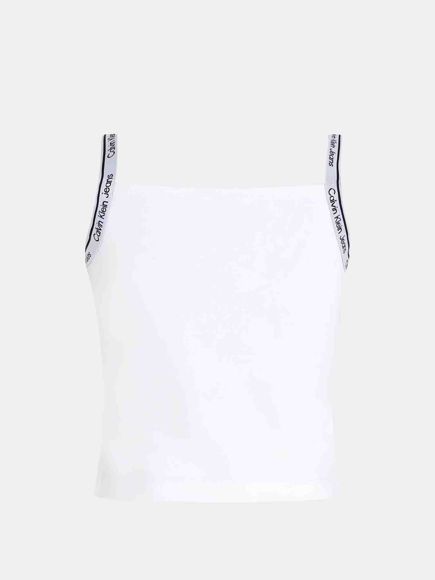 CALVIN KLEIN TOP LOGO TAPE DA RAGAZZA BIANCO