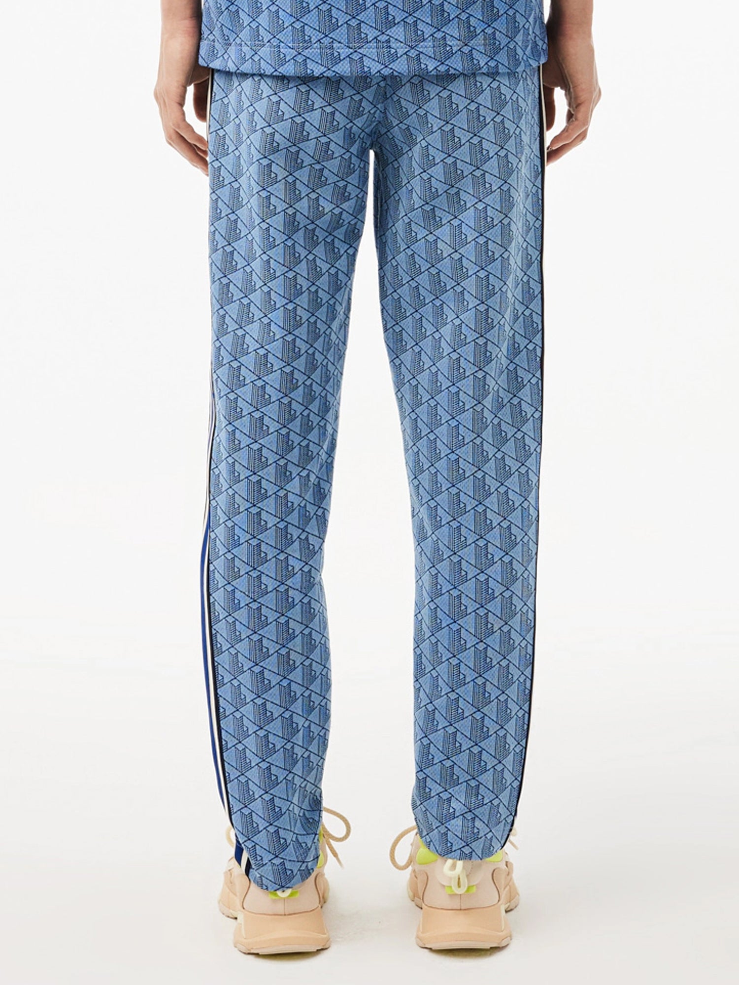 LACOSTE PANTALONI IN JACQUARD CON MONOGRAMMA PARIS BLU - AZZURRO