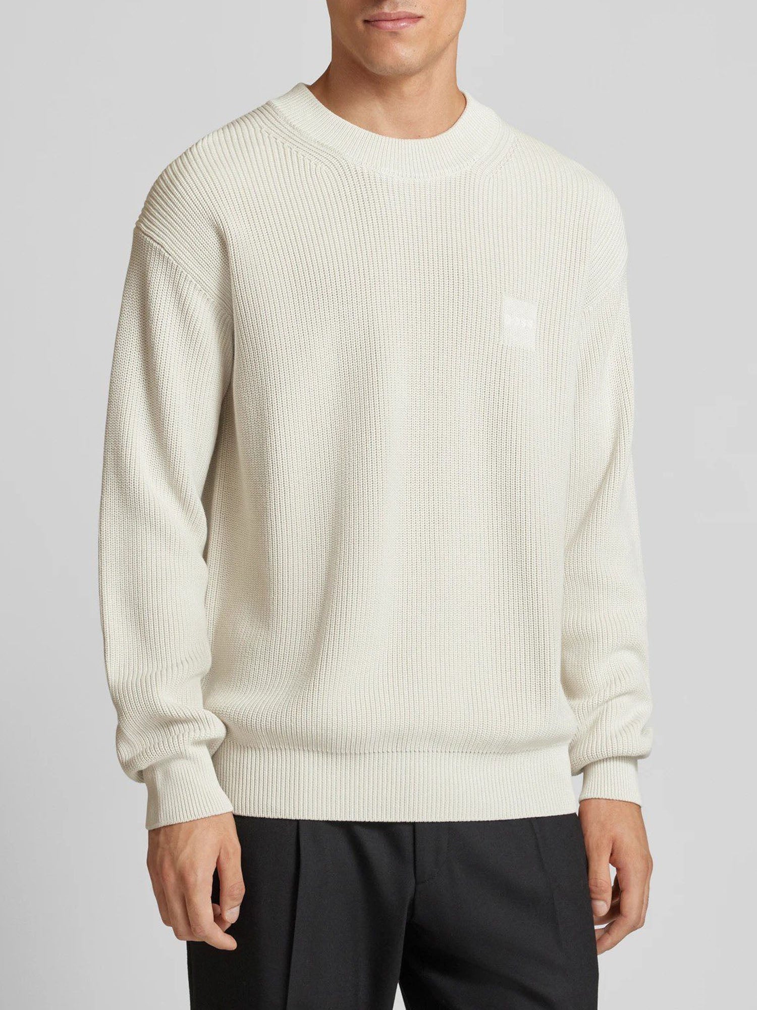 HUGO BOSS PULLOVER IN MAGLIA BIANCO LATTE