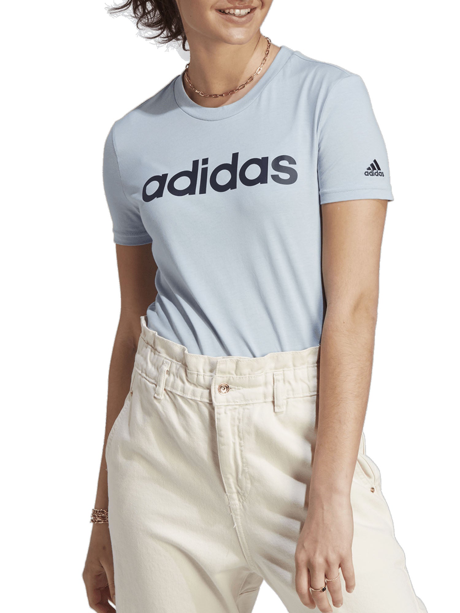 ADIDAS T-SHIRT ESSENTIALS SLIM LOGO AZZURRO