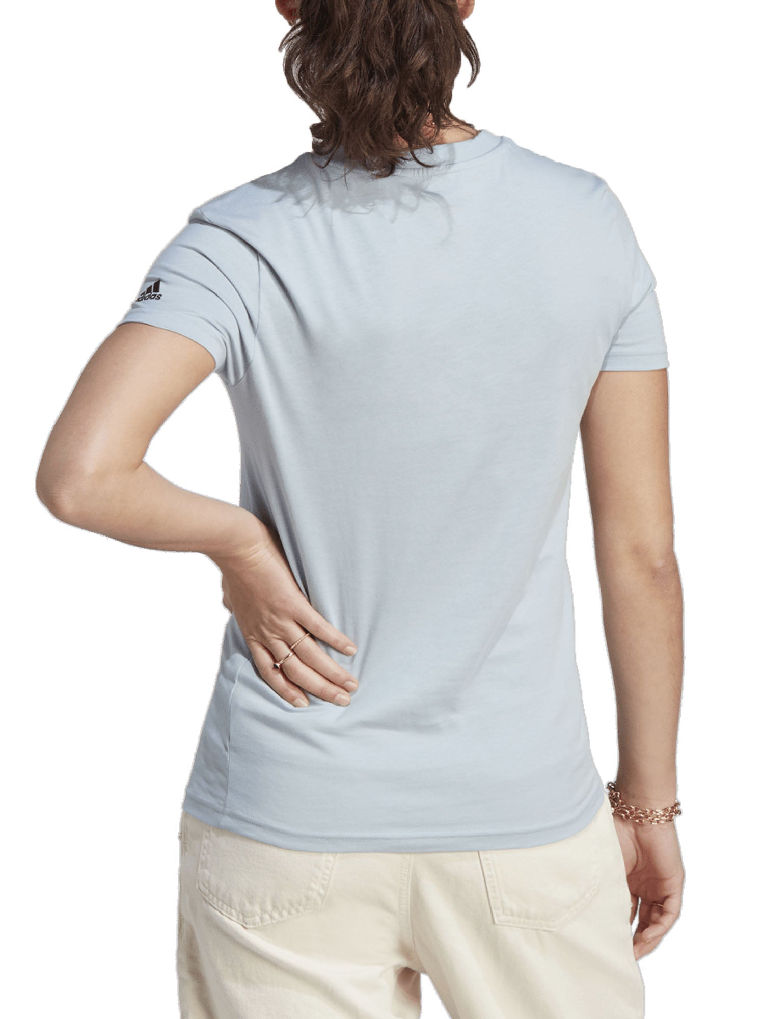 ADIDAS T-SHIRT ESSENTIALS SLIM LOGO AZZURRO