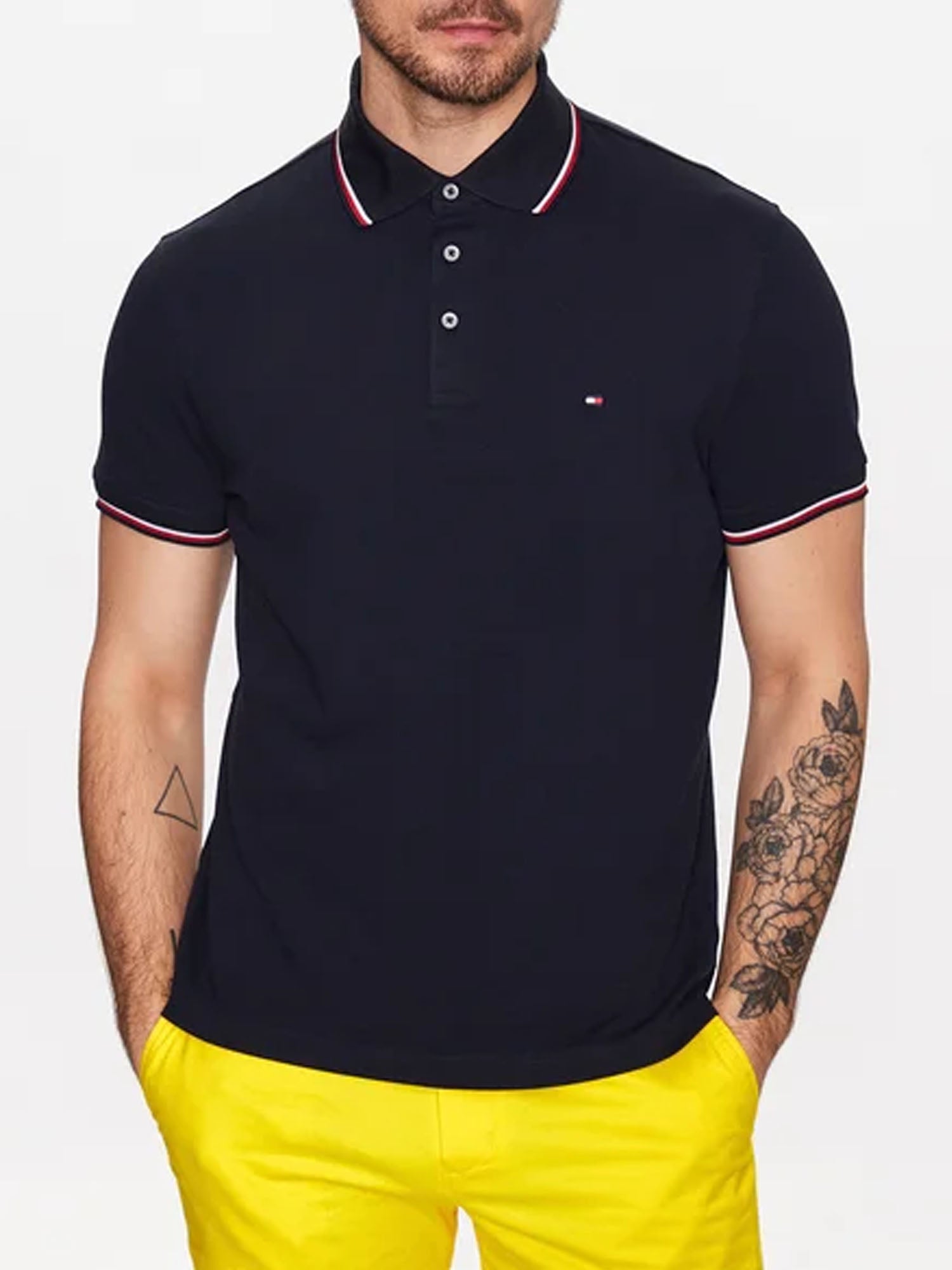 TOMMY HILFIGER POLO 1985 RWB TIPPED SLIM BLU